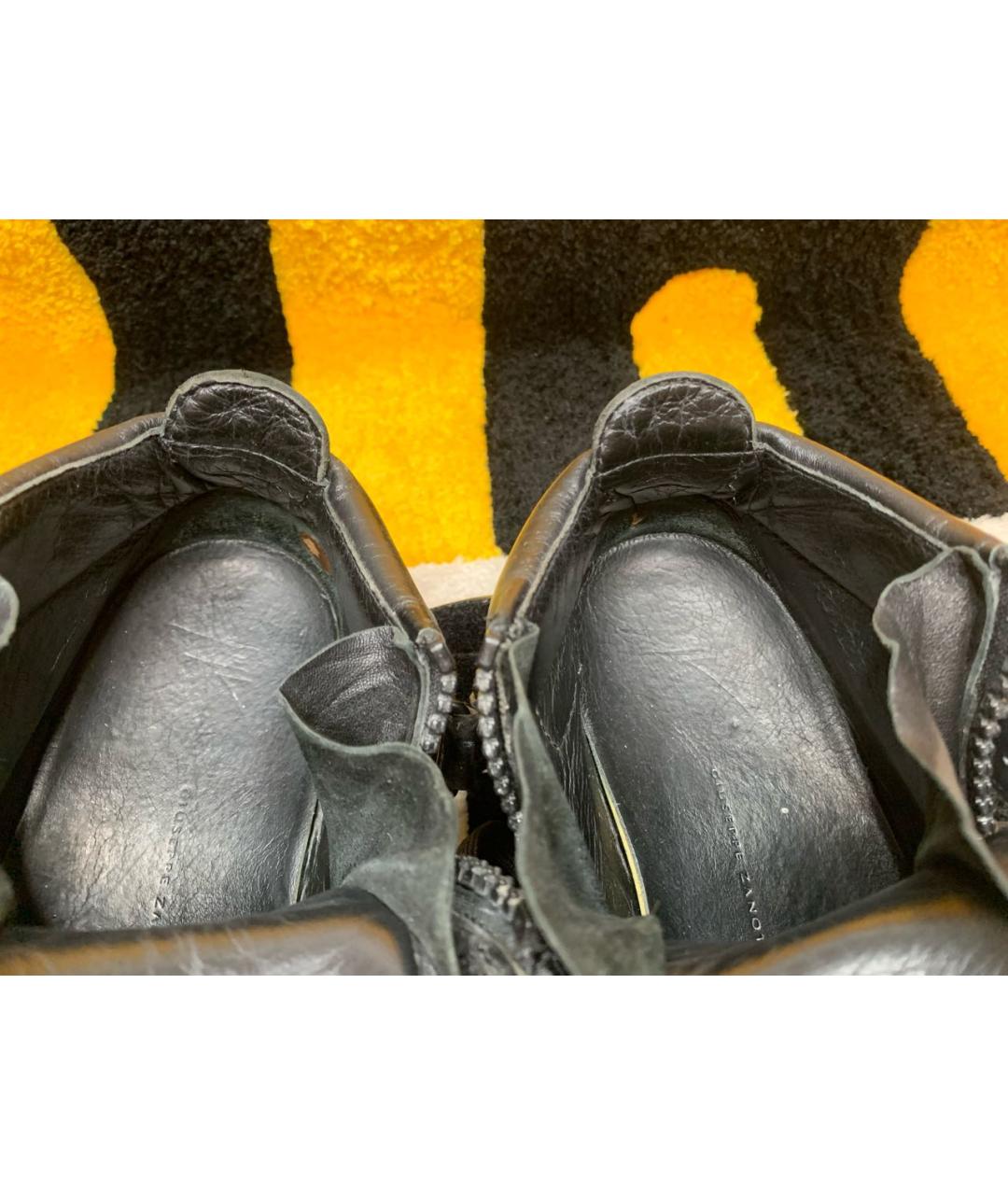 GIUSEPPE ZANOTTI DESIGN Черные кожаные кеды, фото 7