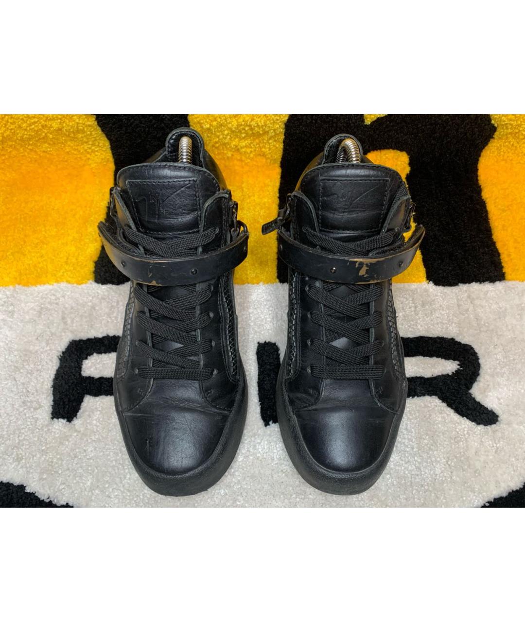 GIUSEPPE ZANOTTI DESIGN Черные кожаные кеды, фото 2