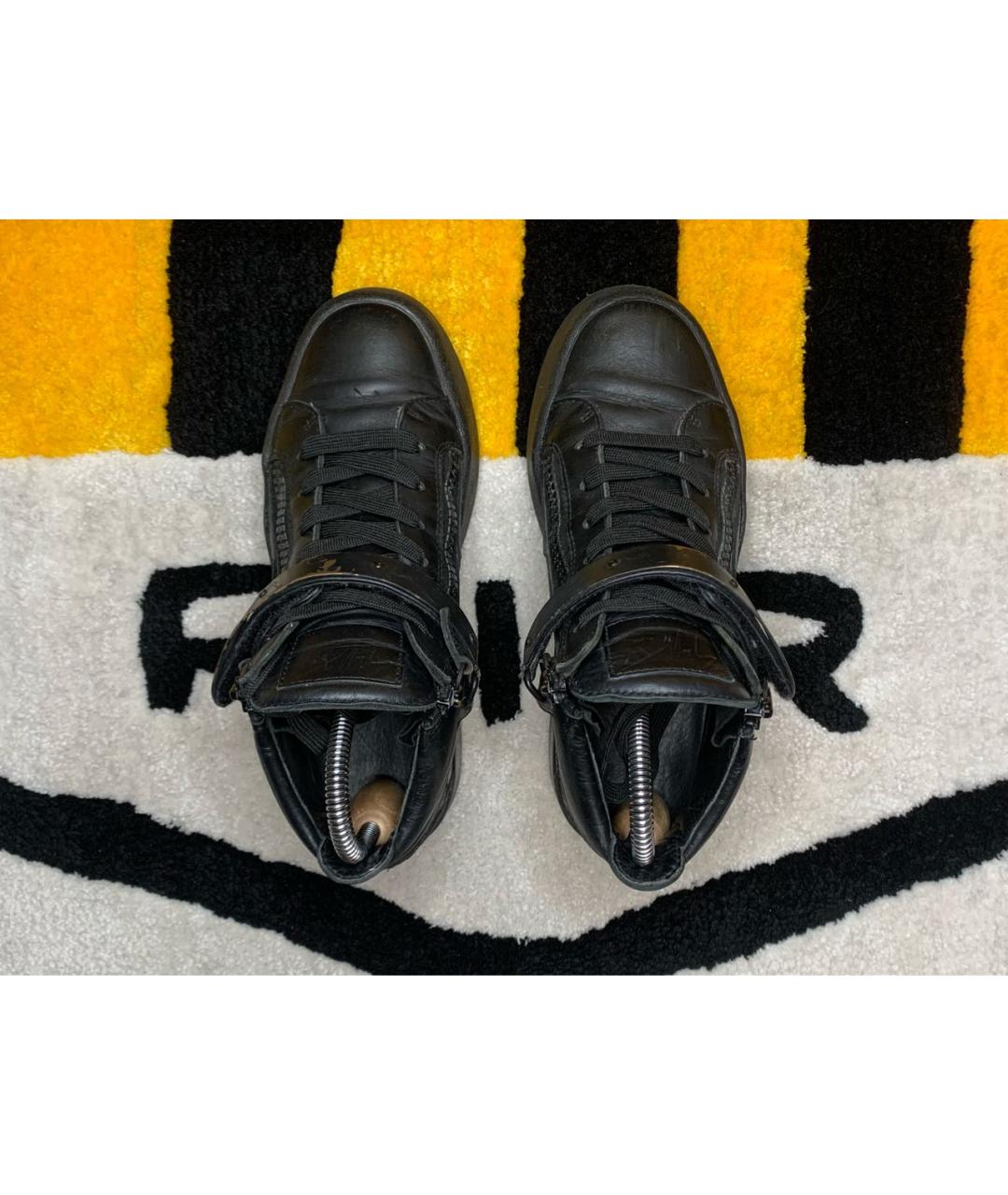 GIUSEPPE ZANOTTI DESIGN Черные кожаные кеды, фото 3