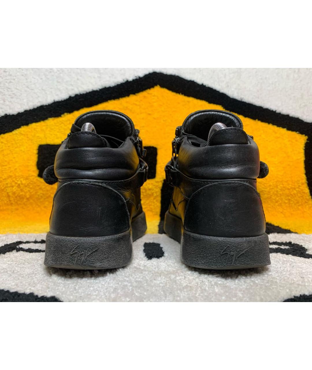 GIUSEPPE ZANOTTI DESIGN Черные кожаные кеды, фото 4