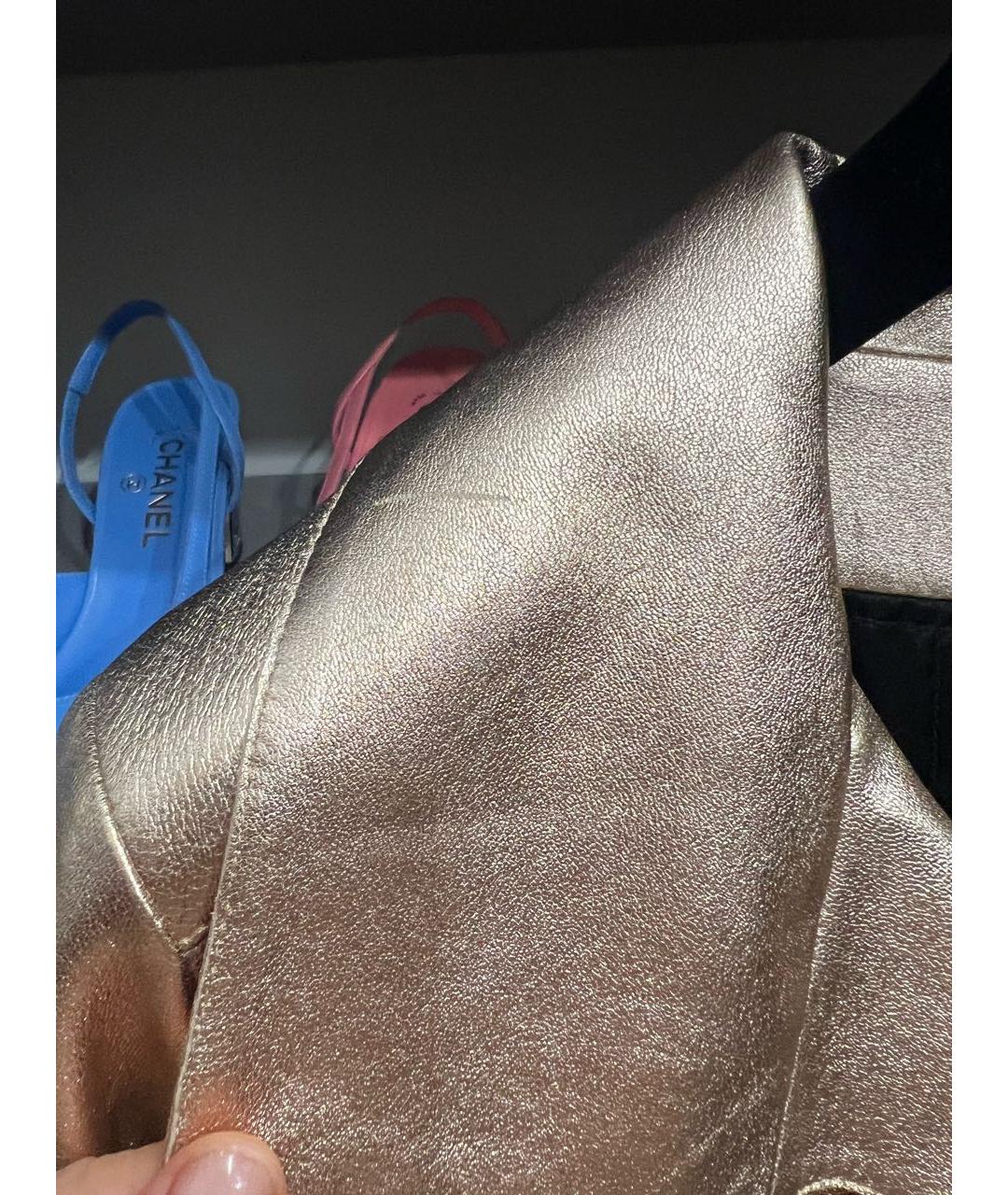 CHANEL Золотой кожаный тренч/плащ, фото 7