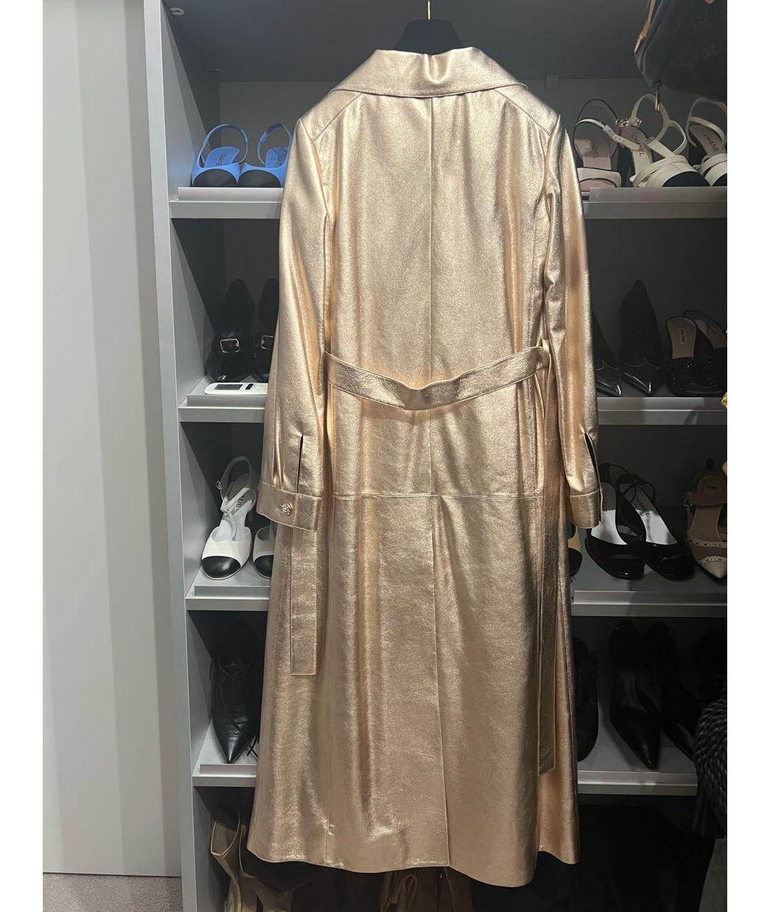 CHANEL Золотой кожаный тренч/плащ, фото 2