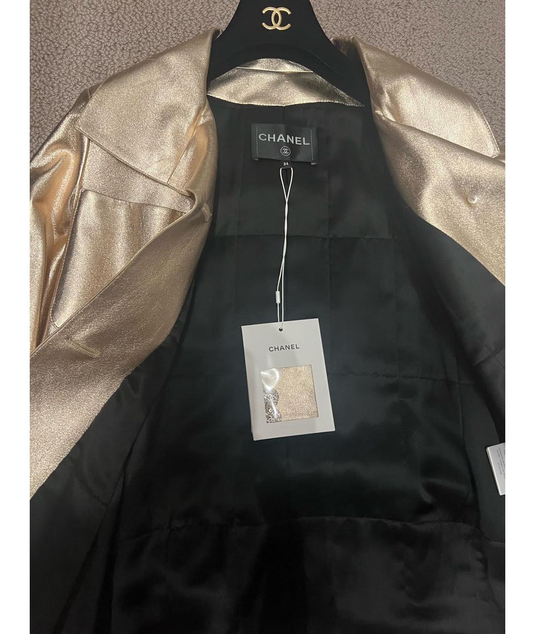 CHANEL Золотой кожаный тренч/плащ, фото 4