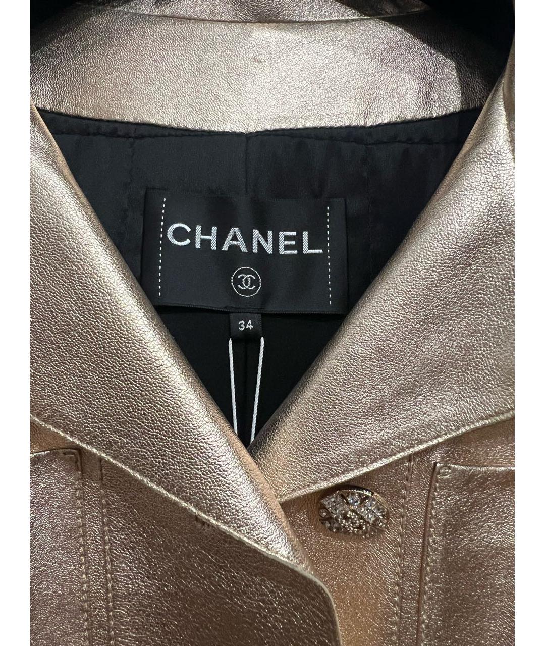 CHANEL Золотой кожаный тренч/плащ, фото 3