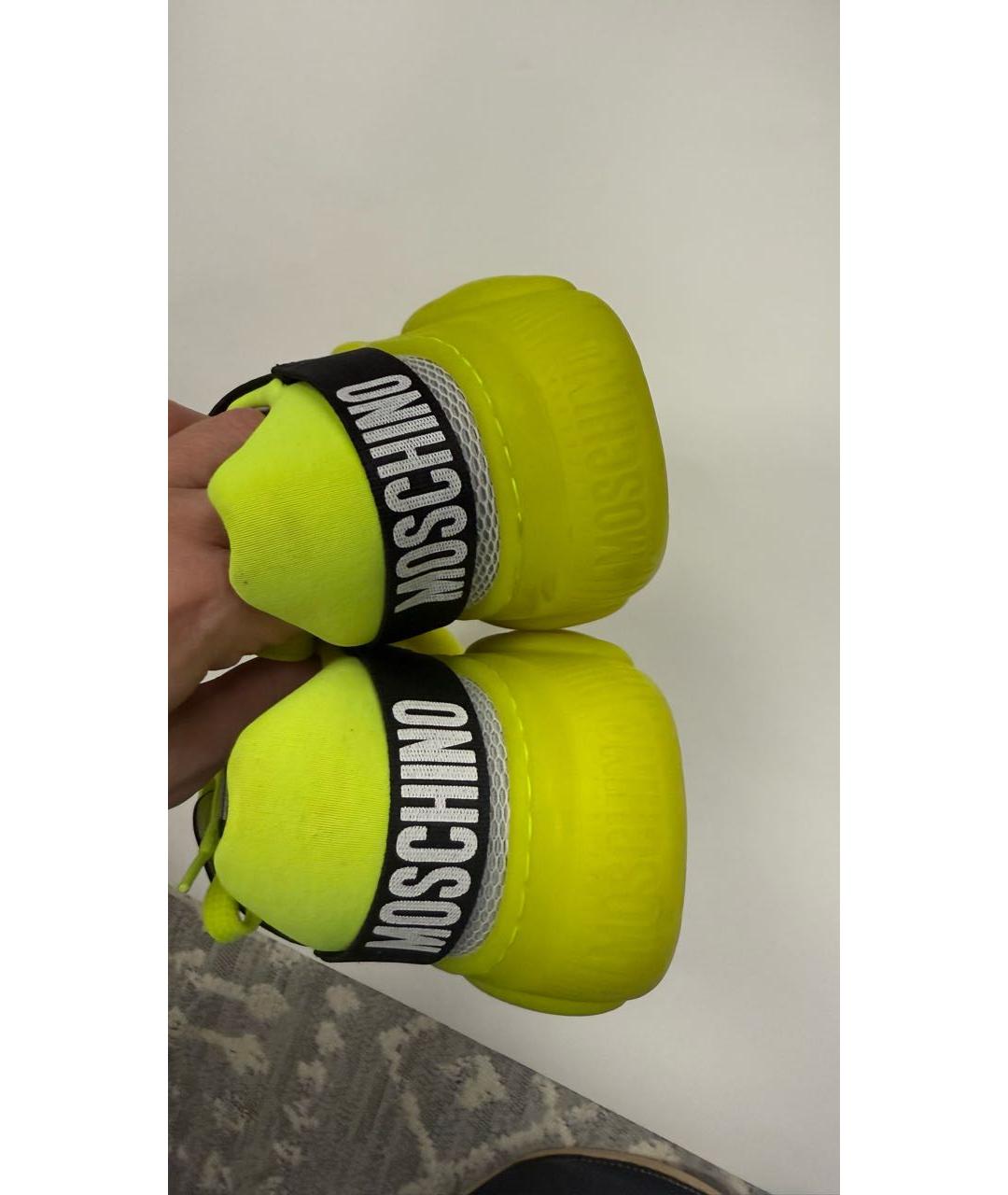 MOSCHINO Салатовые текстильные кроссовки, фото 4