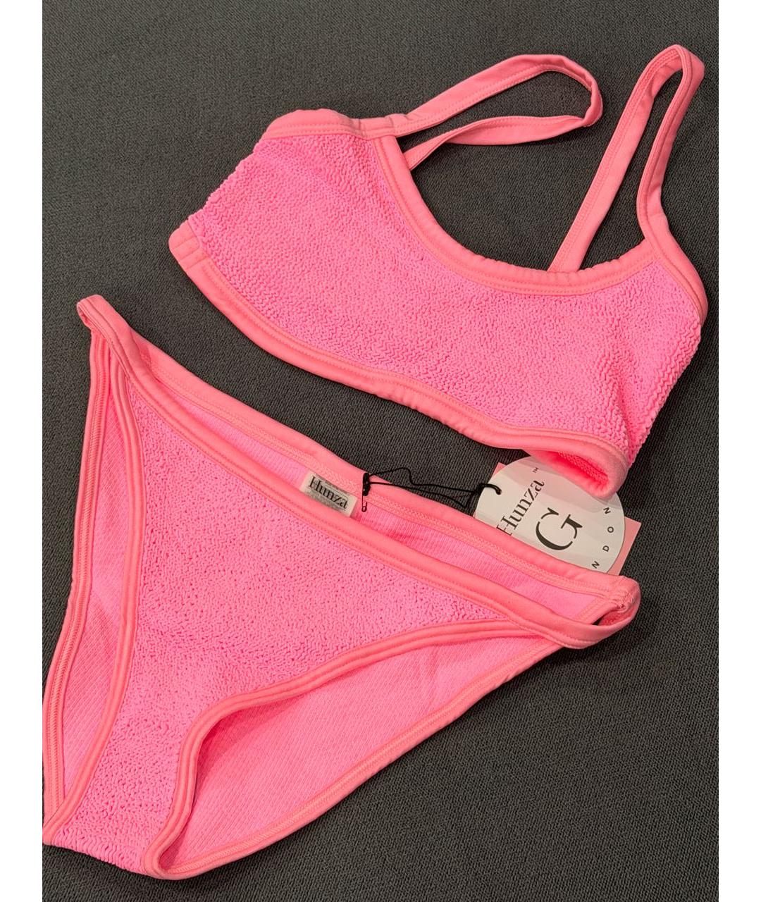 HUNZA G Розовый полиамидовый купальник, фото 4