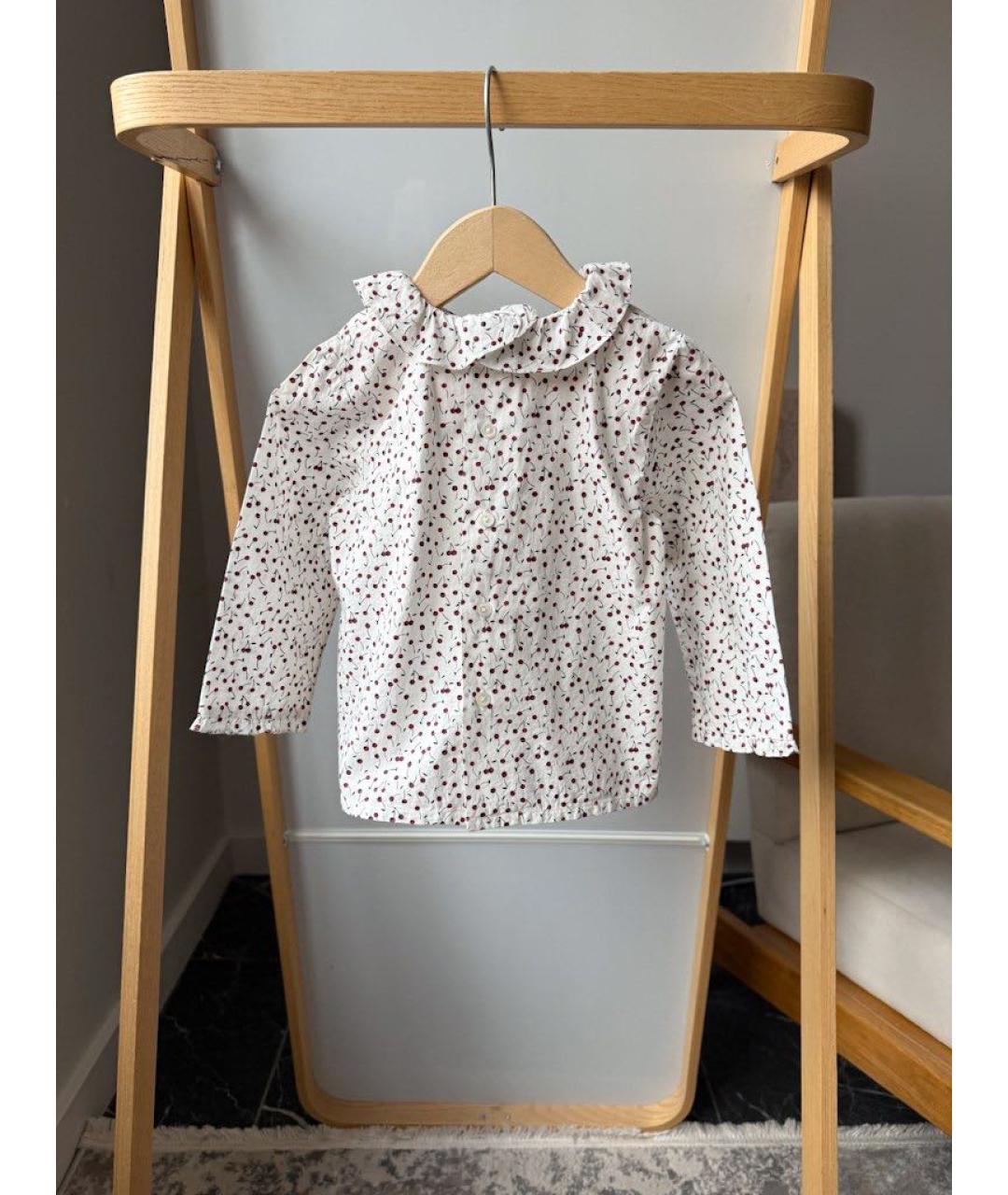 BONPOINT Белая хлопковая блузка для девочек, фото 2