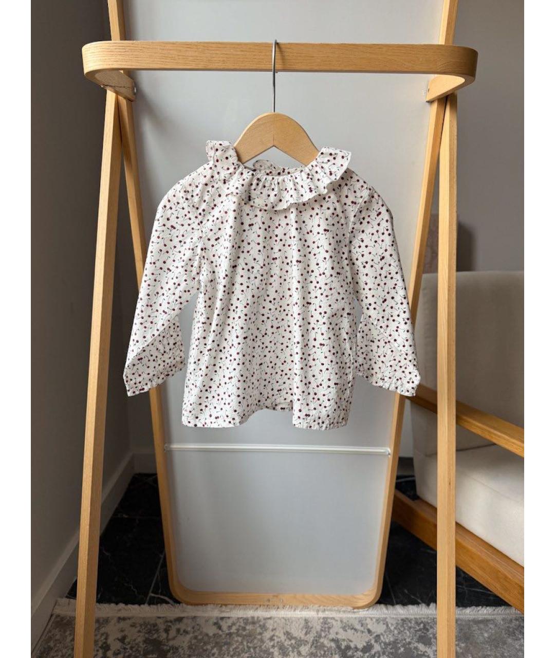 BONPOINT Белая хлопковая блузка для девочек, фото 5