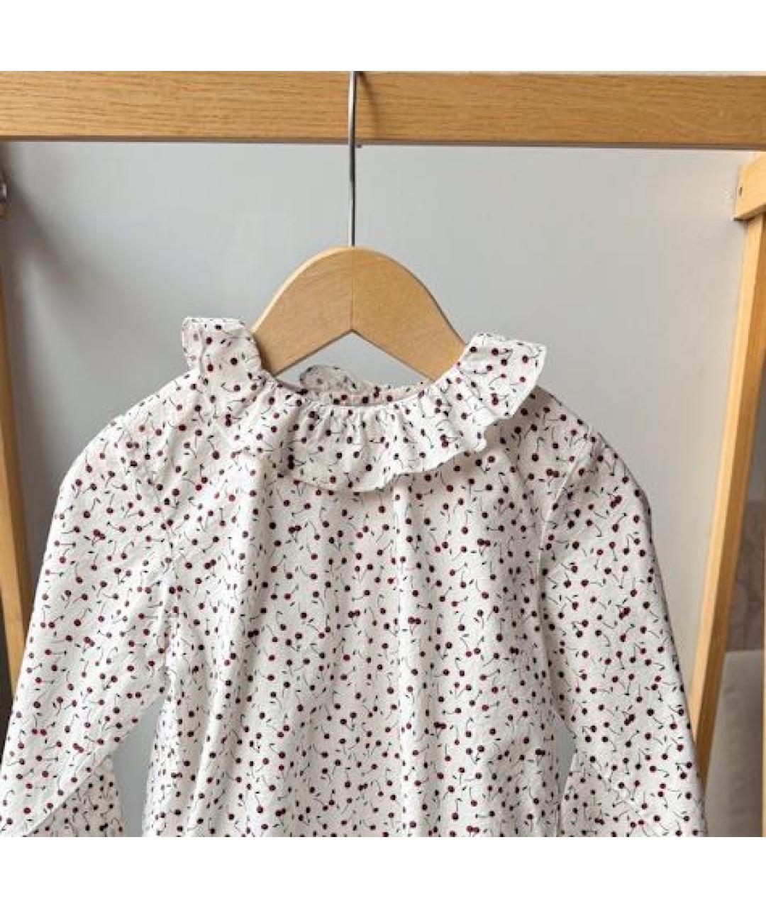 BONPOINT Белая хлопковая блузка для девочек, фото 3