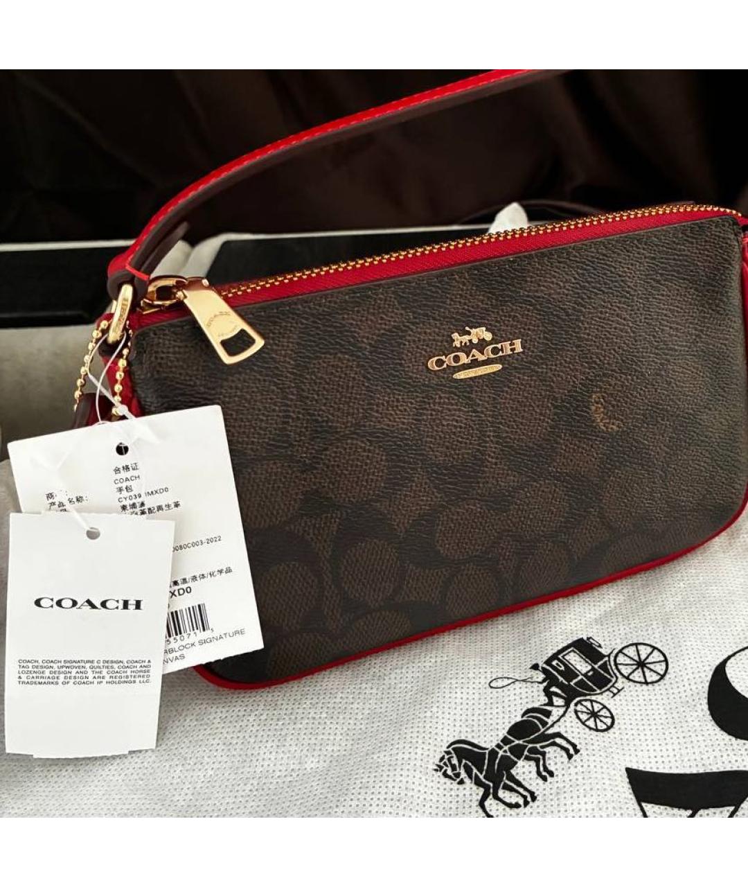 COACH Коричневая сумка с короткими ручками, фото 2