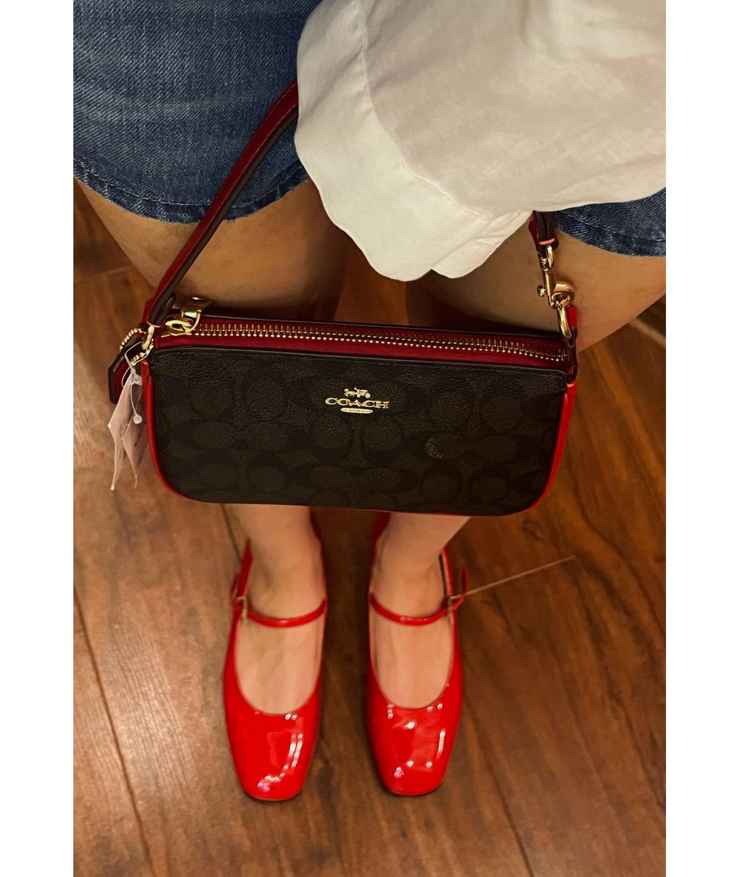 COACH Коричневая сумка с короткими ручками, фото 5
