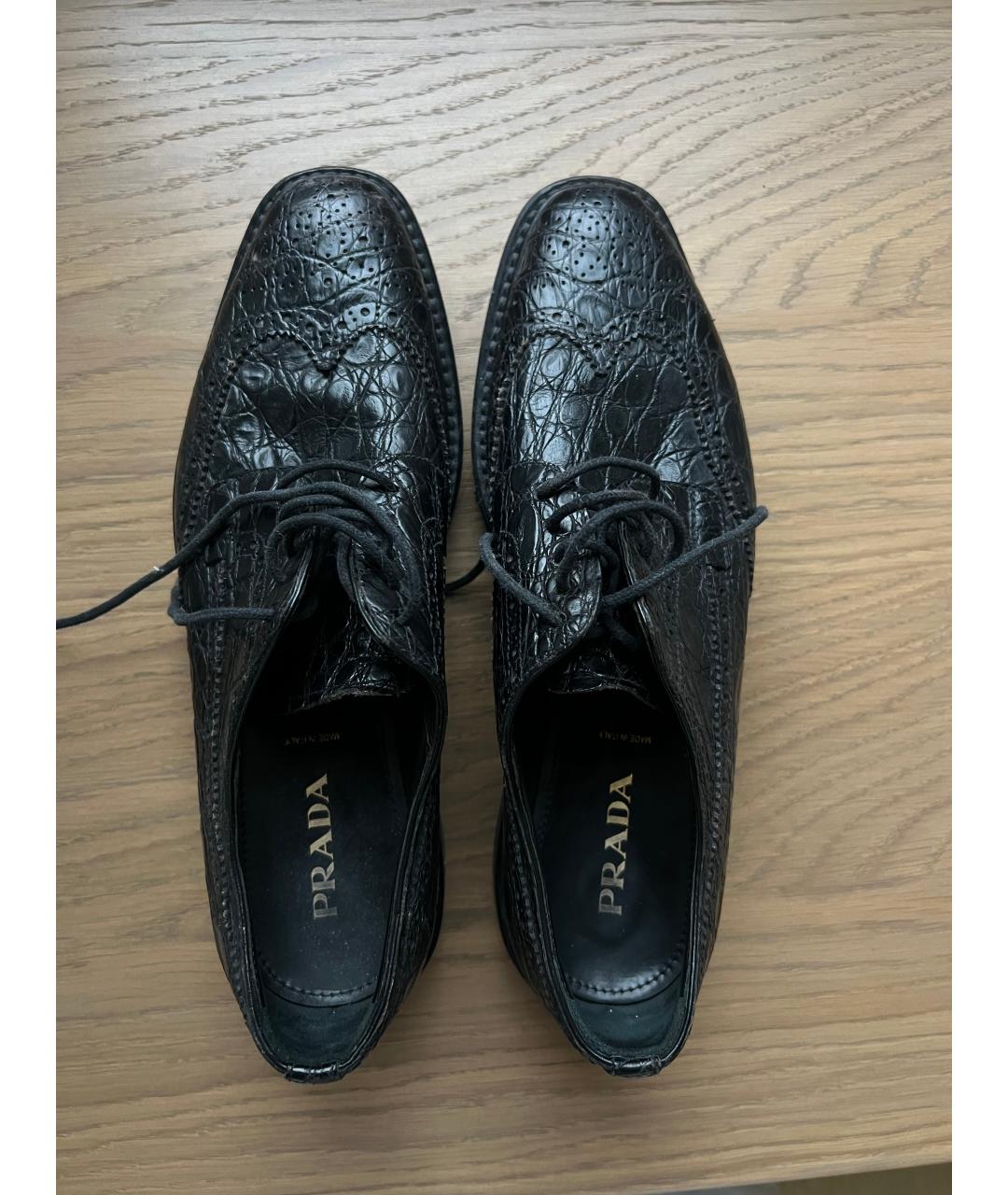 PRADA Черные низкие ботинки из экзотической кожи, фото 3