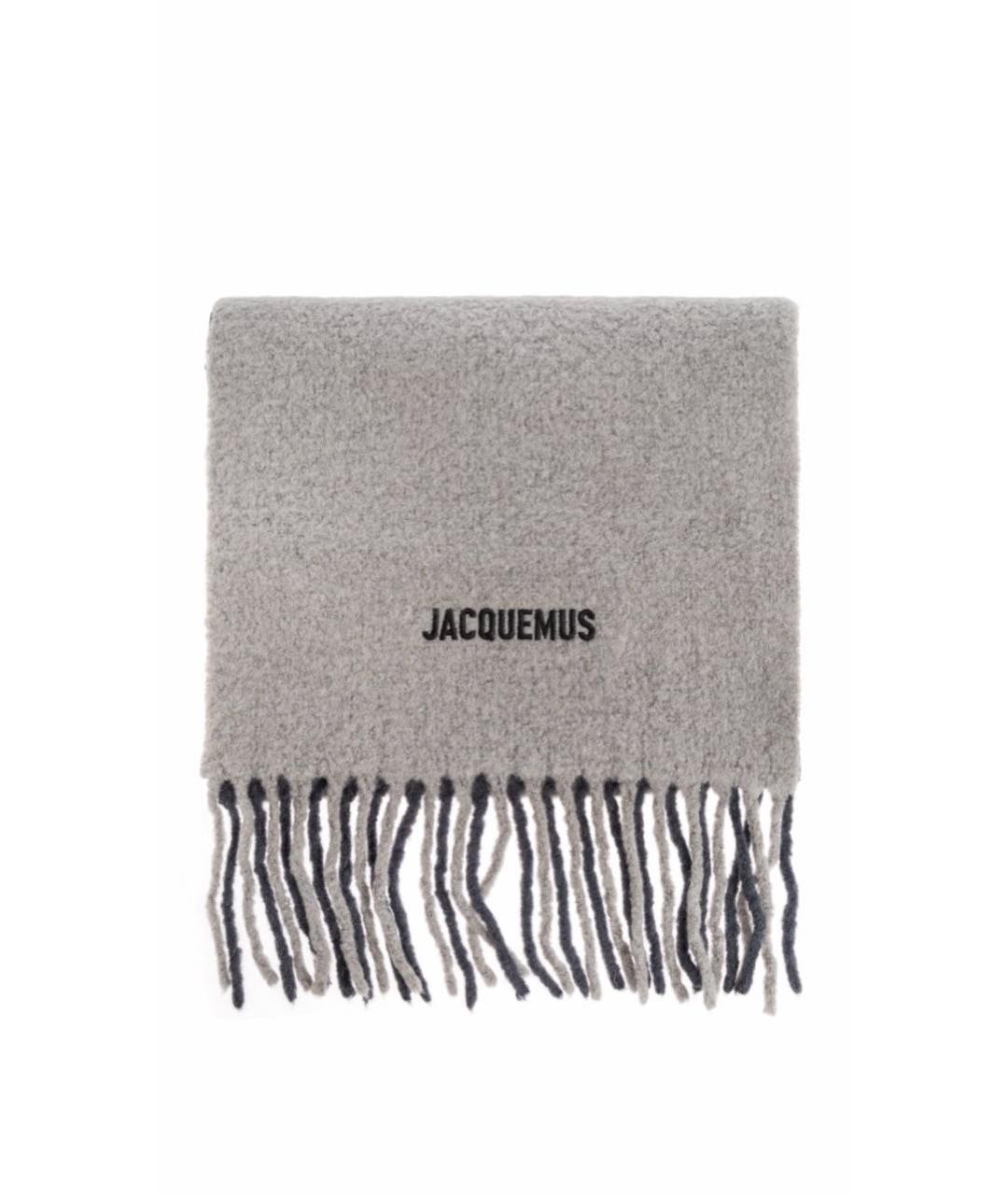 JACQUEMUS Серый шерстяной шарф, фото 4
