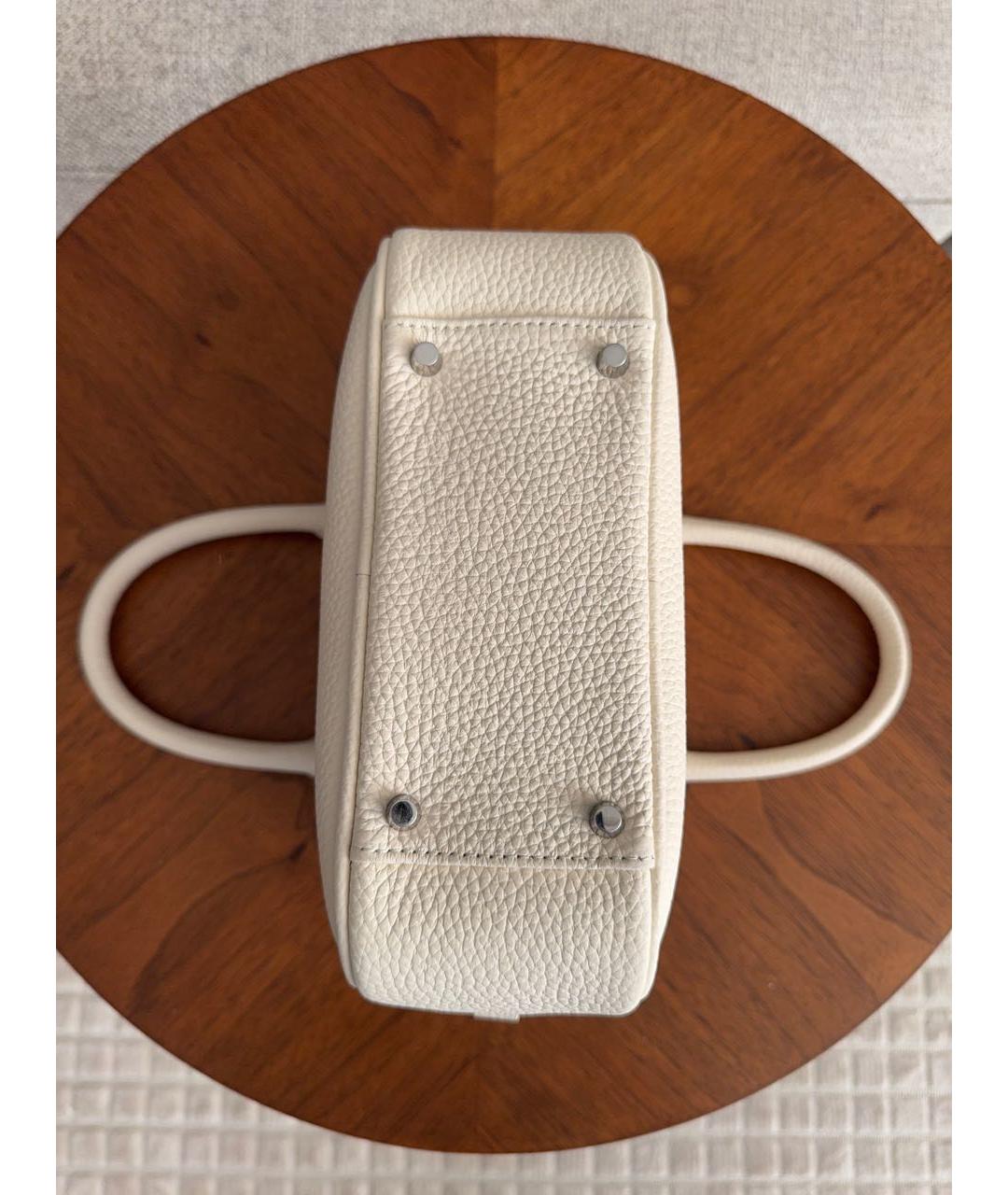 12 STOREEZ Белая кожаная сумка с короткими ручками, фото 5