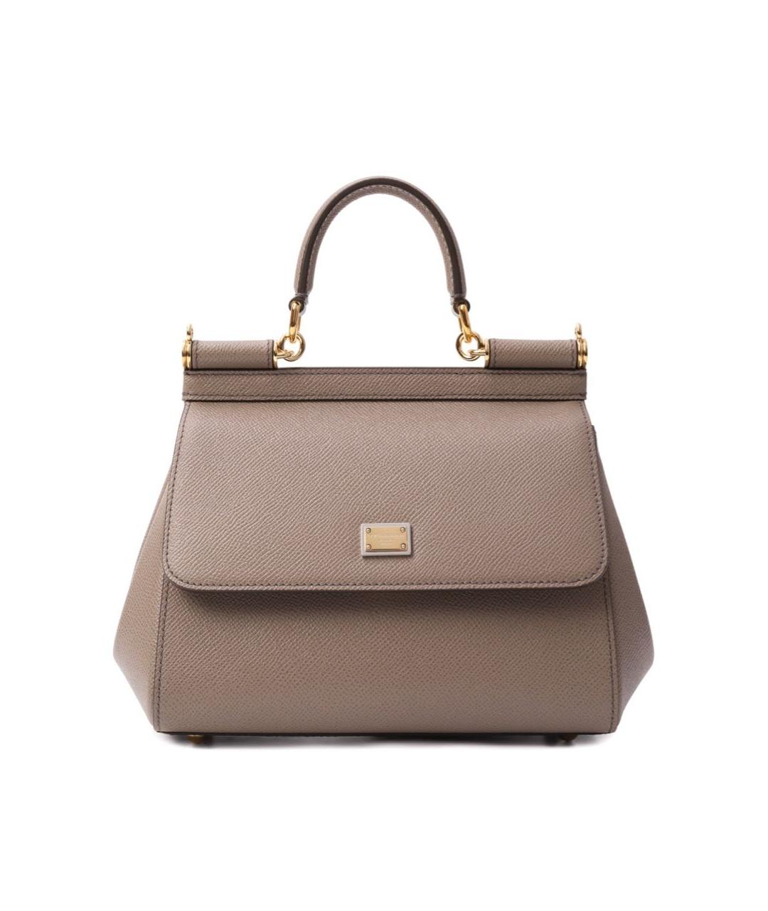 DOLCE&GABBANA Бежевая кожаная сумка с короткими ручками, фото 1