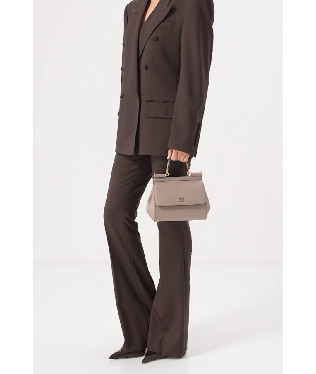 DOLCE&GABBANA Бежевая кожаная сумка с короткими ручками, фото 4