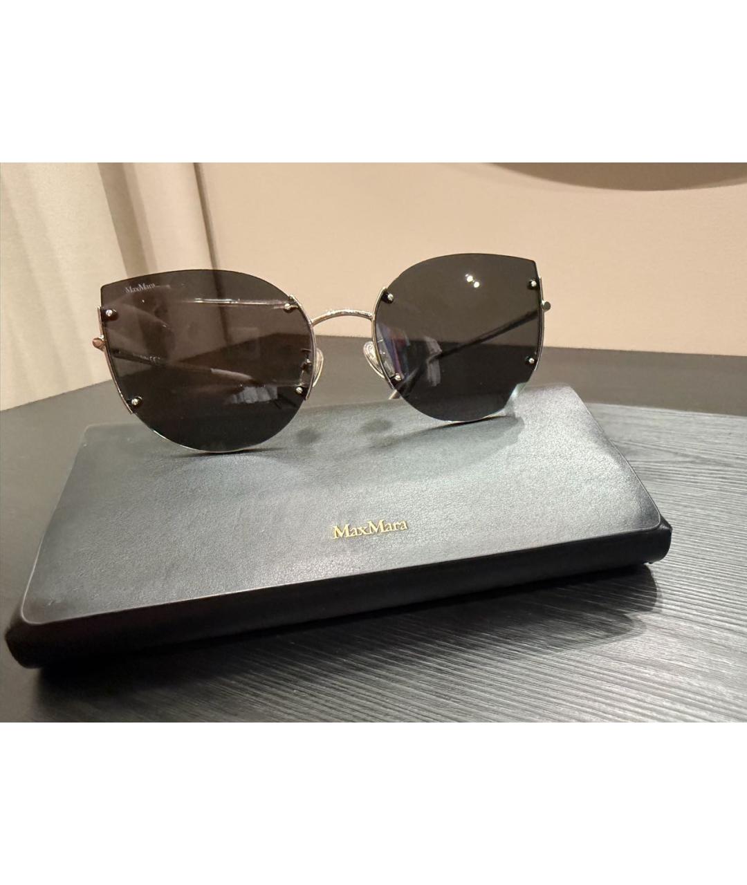 MAX MARA Черные металлические солнцезащитные очки, фото 4