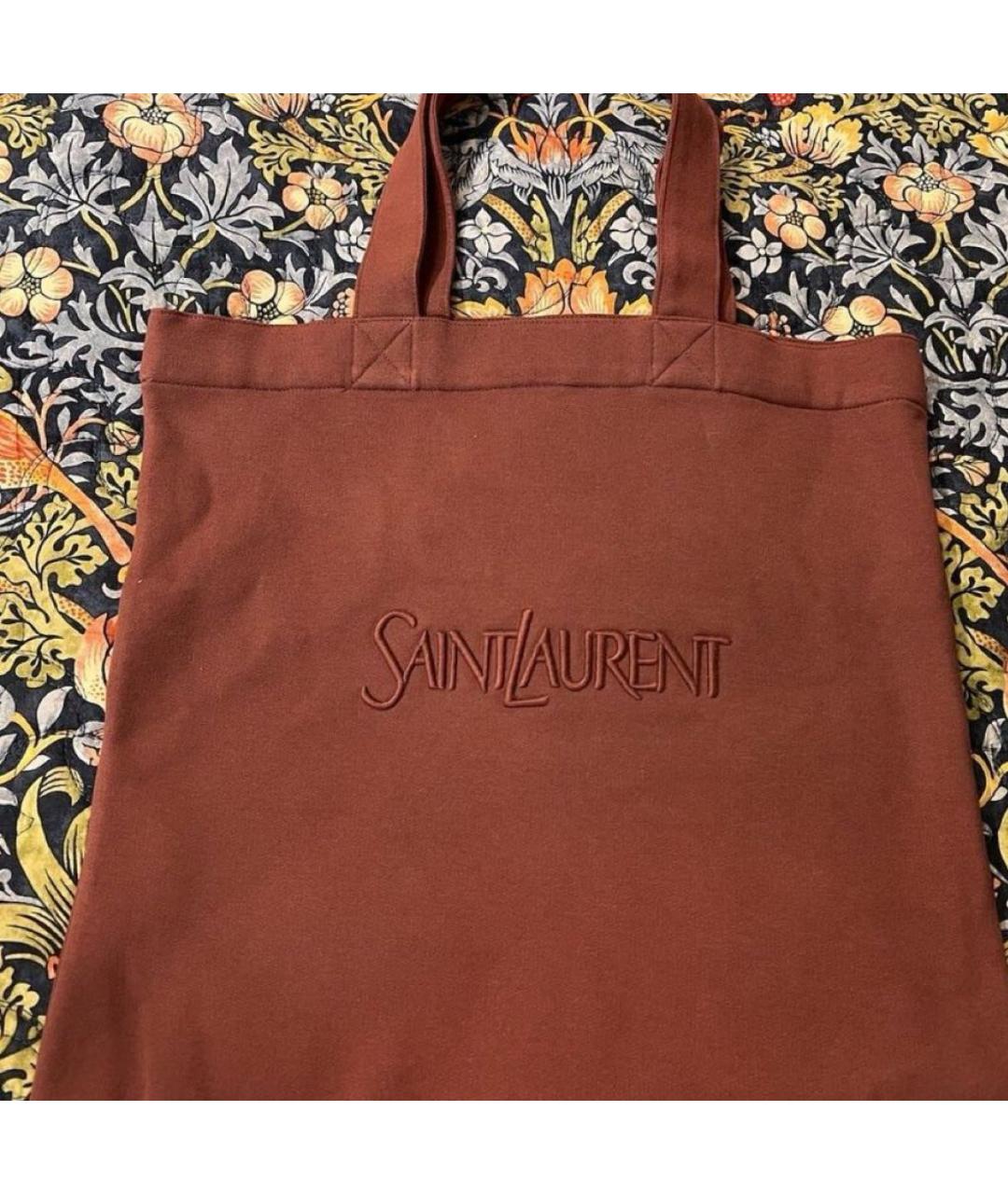 SAINT LAURENT Коралловая тканевая сумка тоут, фото 5