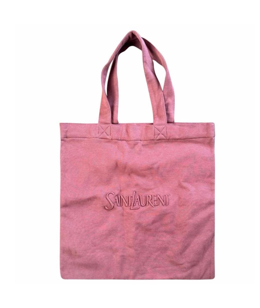 SAINT LAURENT Коралловая тканевая сумка тоут, фото 1