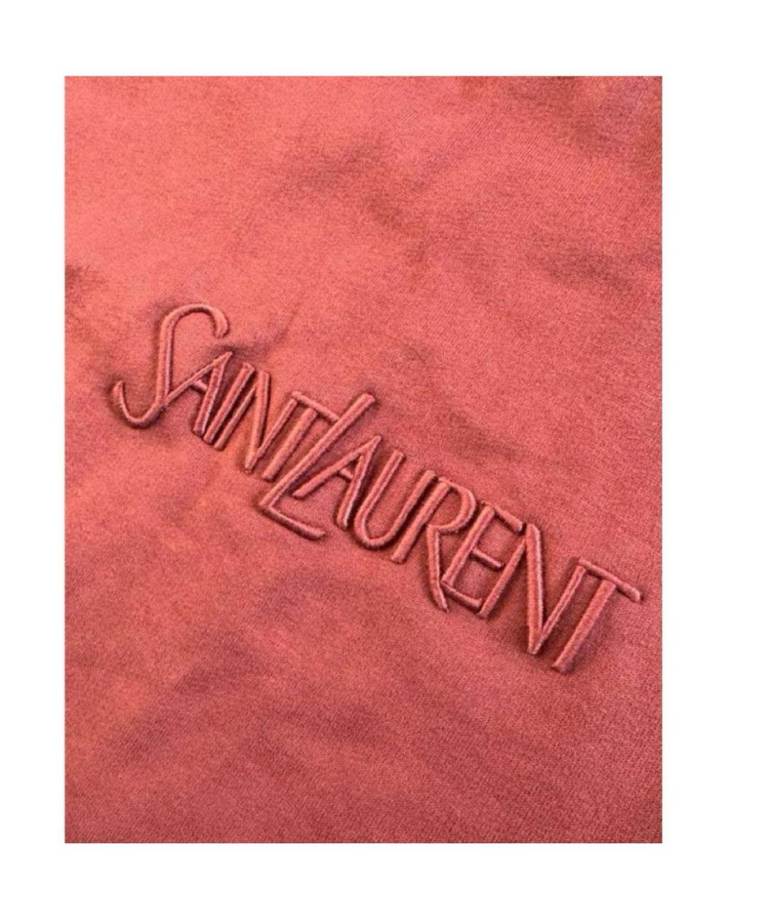 SAINT LAURENT Коралловая тканевая сумка тоут, фото 3