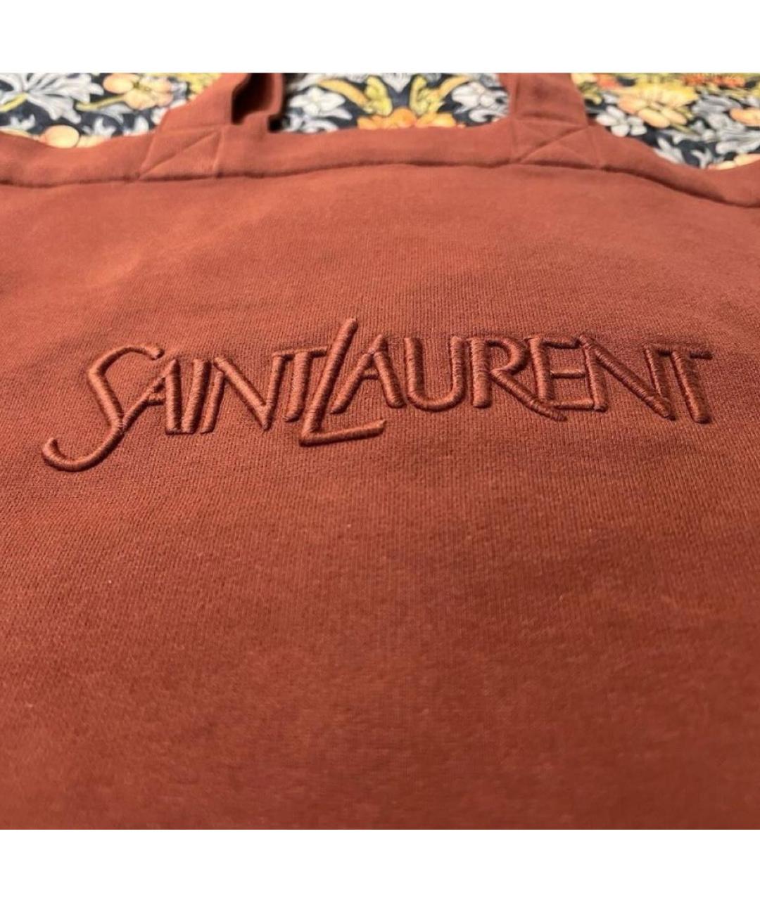 SAINT LAURENT Коралловая тканевая сумка тоут, фото 8