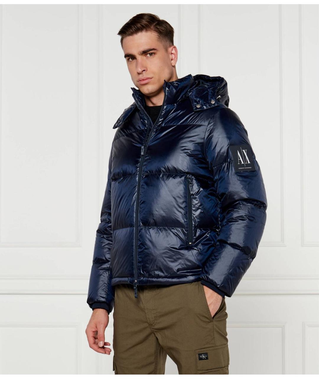 ARMANI EXCHANGE Синий полиамидовый пуховик, фото 7