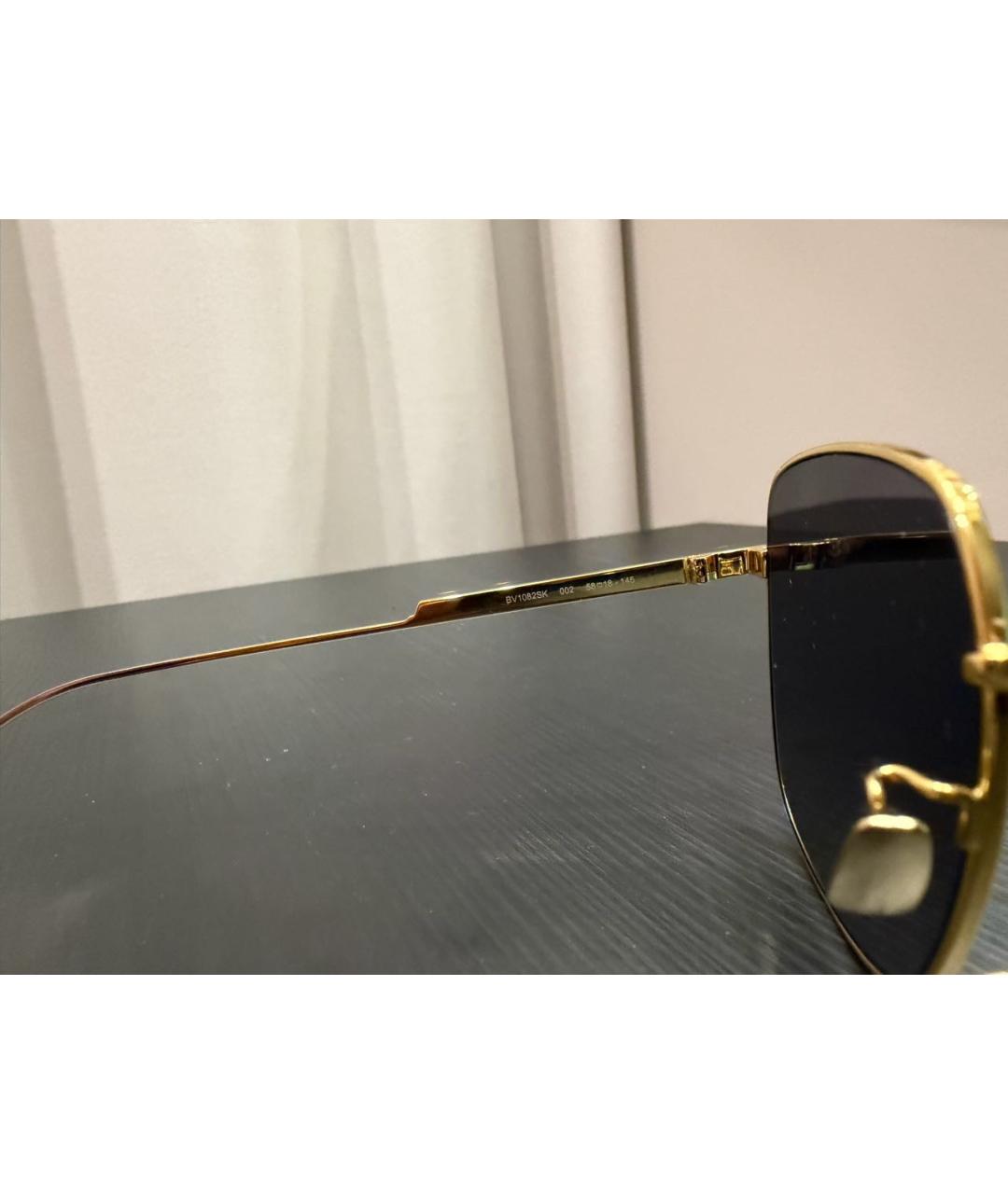 BOTTEGA VENETA Золотые металлические солнцезащитные очки, фото 3