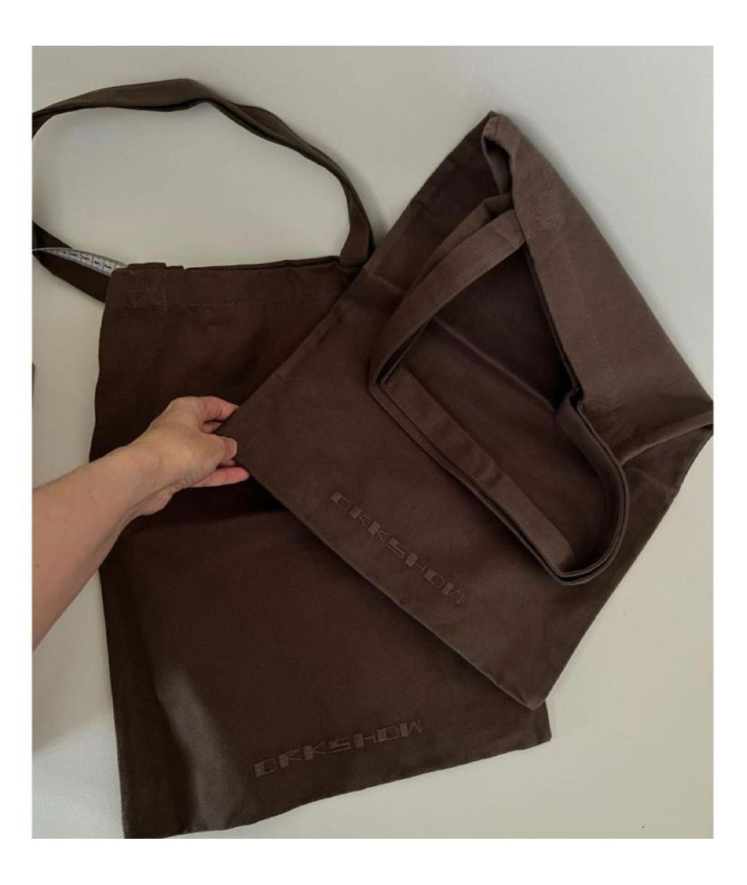 RICK OWENS DRKSHDW Коричневая хлопковая сумка тоут, фото 4