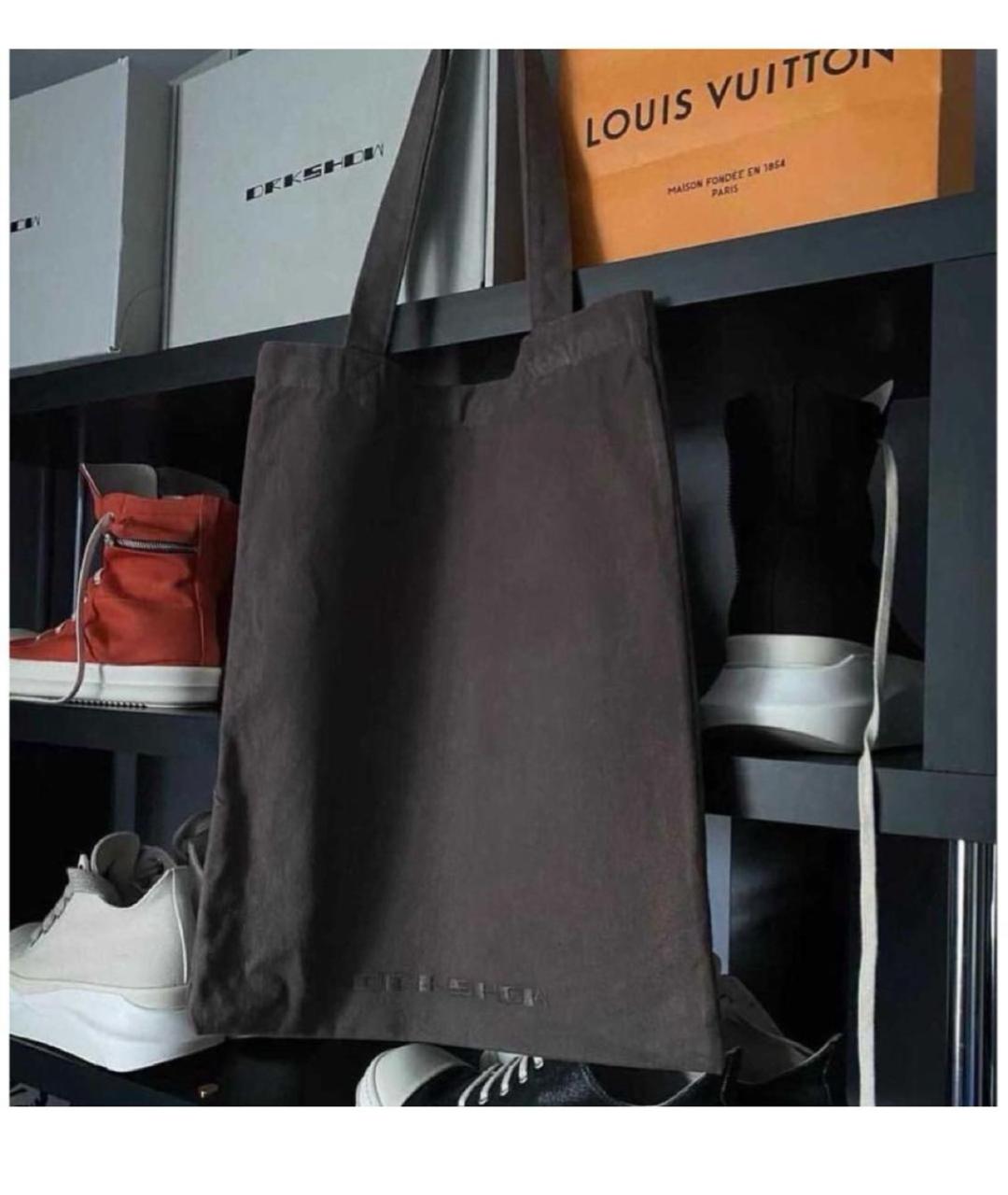 RICK OWENS DRKSHDW Коричневая хлопковая сумка тоут, фото 3