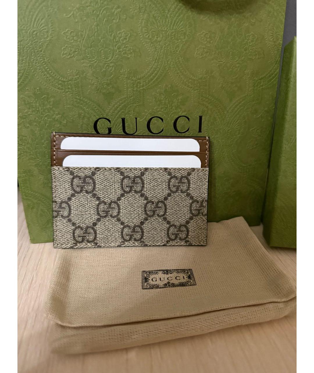 GUCCI Коричневый кожаный кардхолдер, фото 2