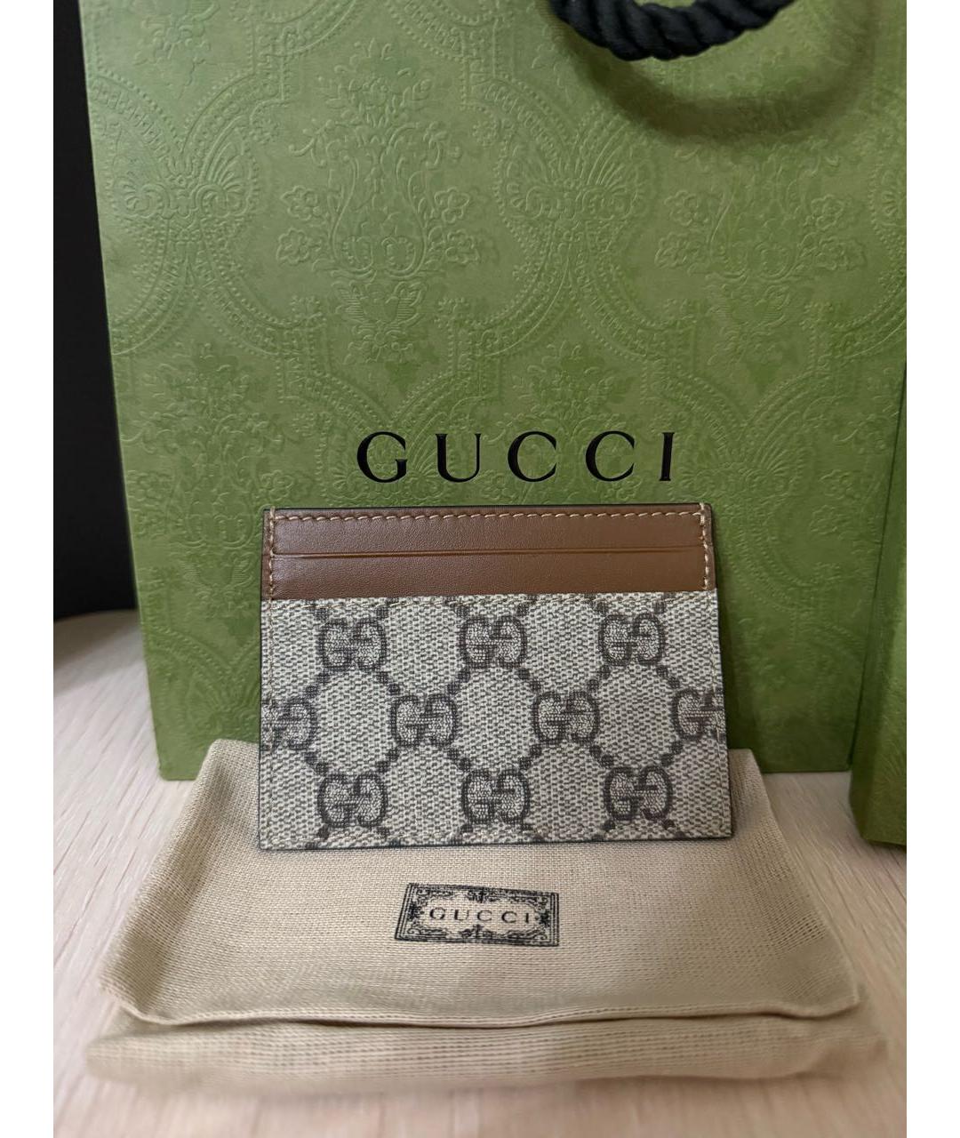 GUCCI Коричневый кожаный кардхолдер, фото 5