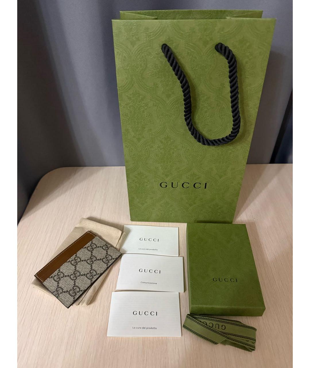 GUCCI Коричневый кожаный кардхолдер, фото 4