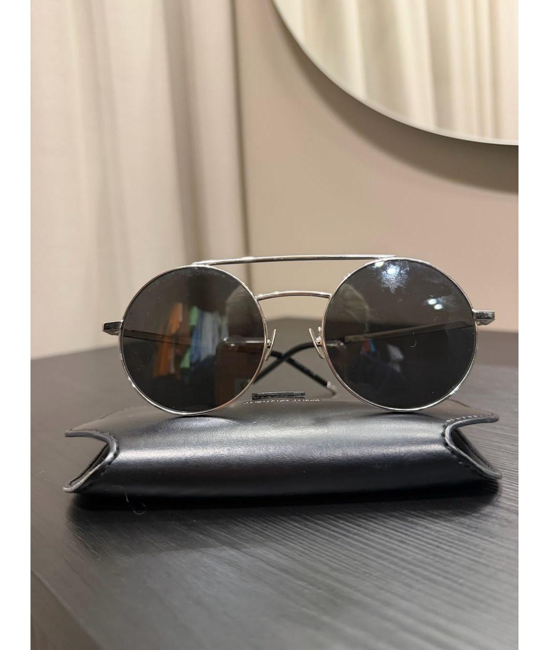SAINT LAURENT Серебряные металлические солнцезащитные очки, фото 4
