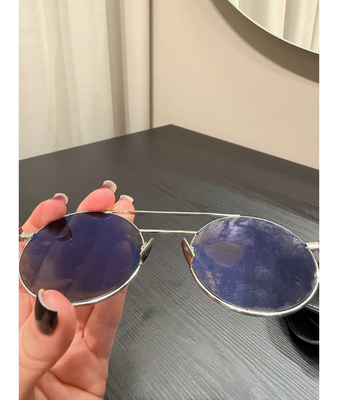 SAINT LAURENT Серебряные металлические солнцезащитные очки, фото 3