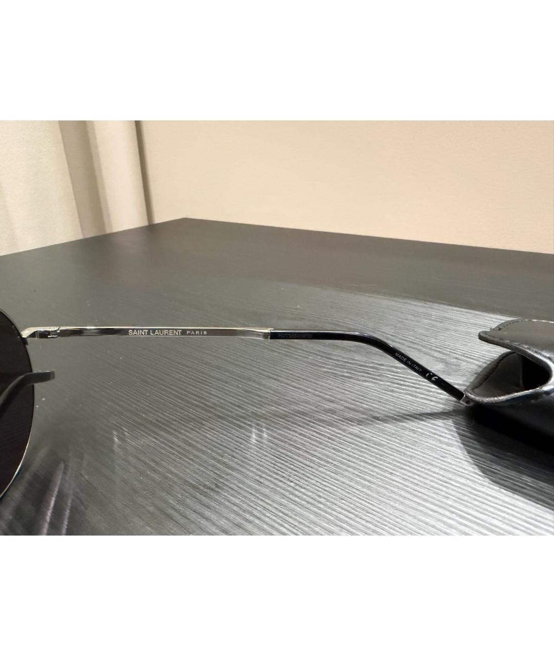 SAINT LAURENT Серебряные металлические солнцезащитные очки, фото 6