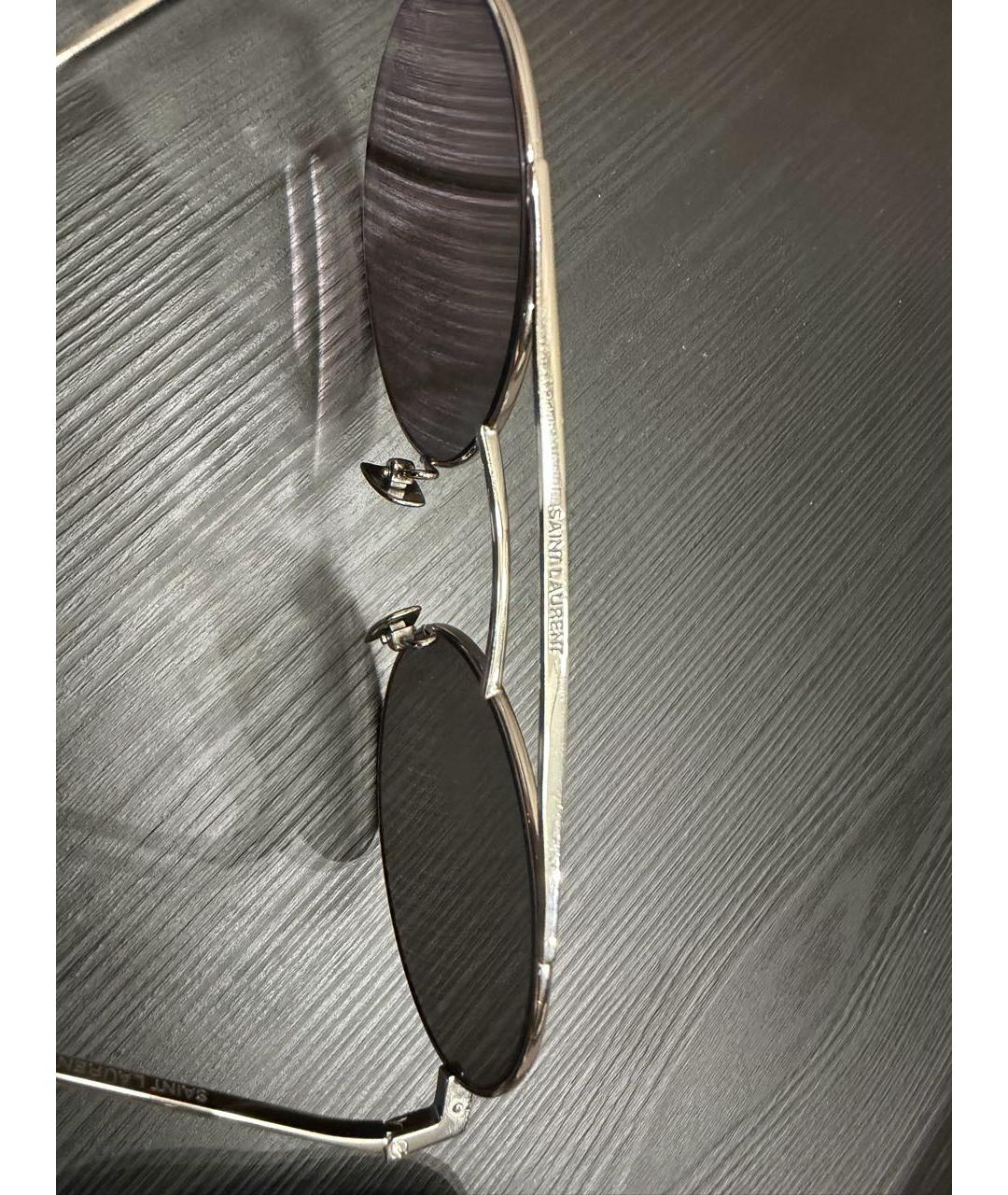 SAINT LAURENT Серебряные металлические солнцезащитные очки, фото 2