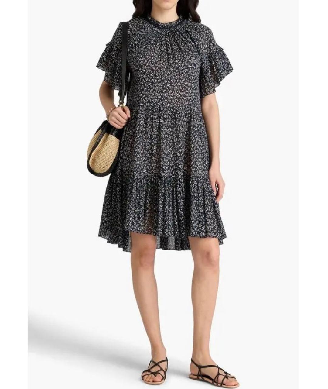 ULLA JOHNSON Темно-синее хлопковое повседневное платье, фото 7