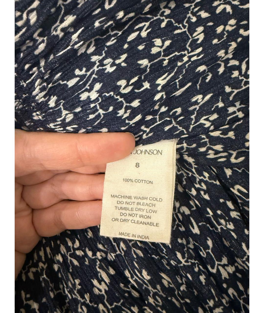 ULLA JOHNSON Темно-синее хлопковое повседневное платье, фото 4