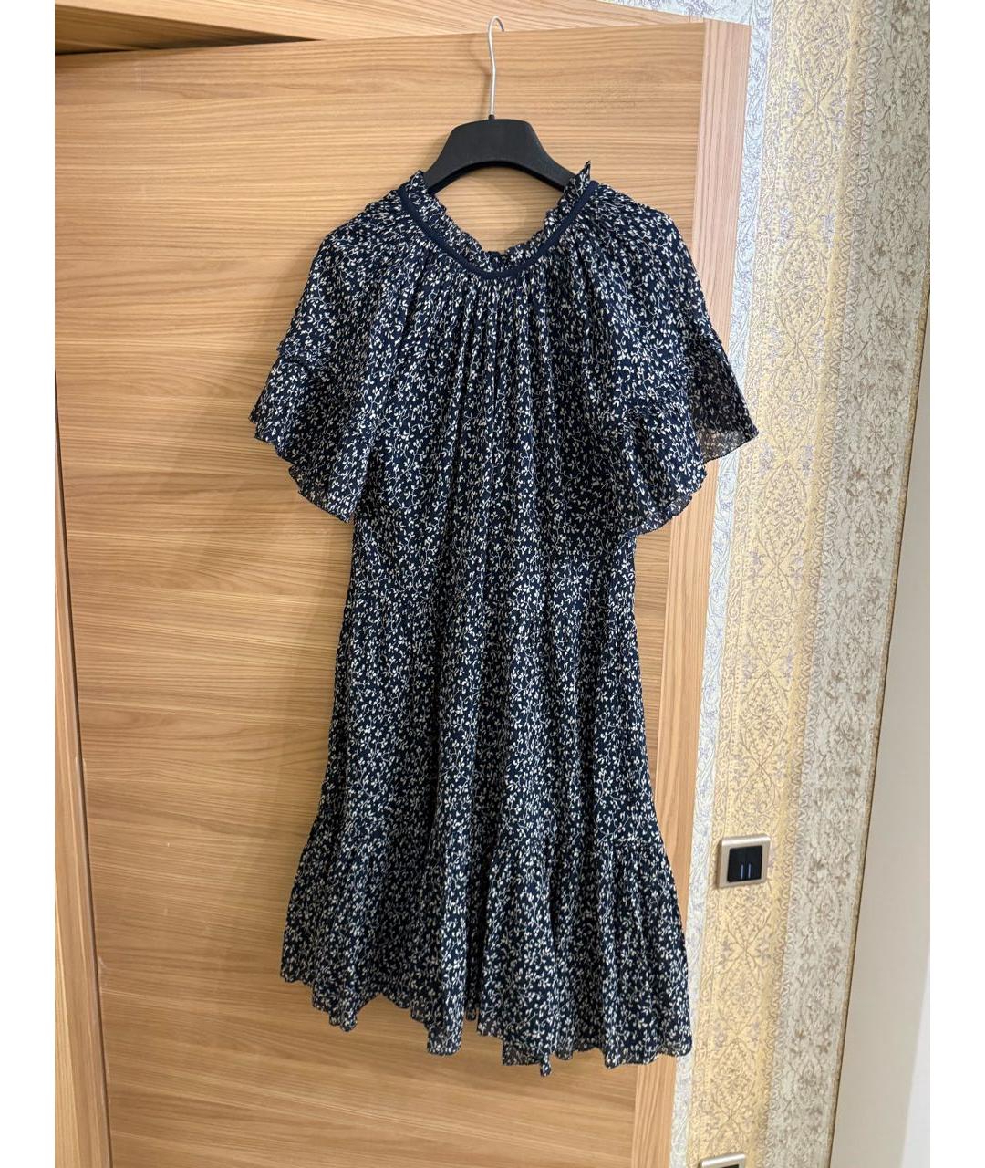 ULLA JOHNSON Темно-синее хлопковое повседневное платье, фото 6