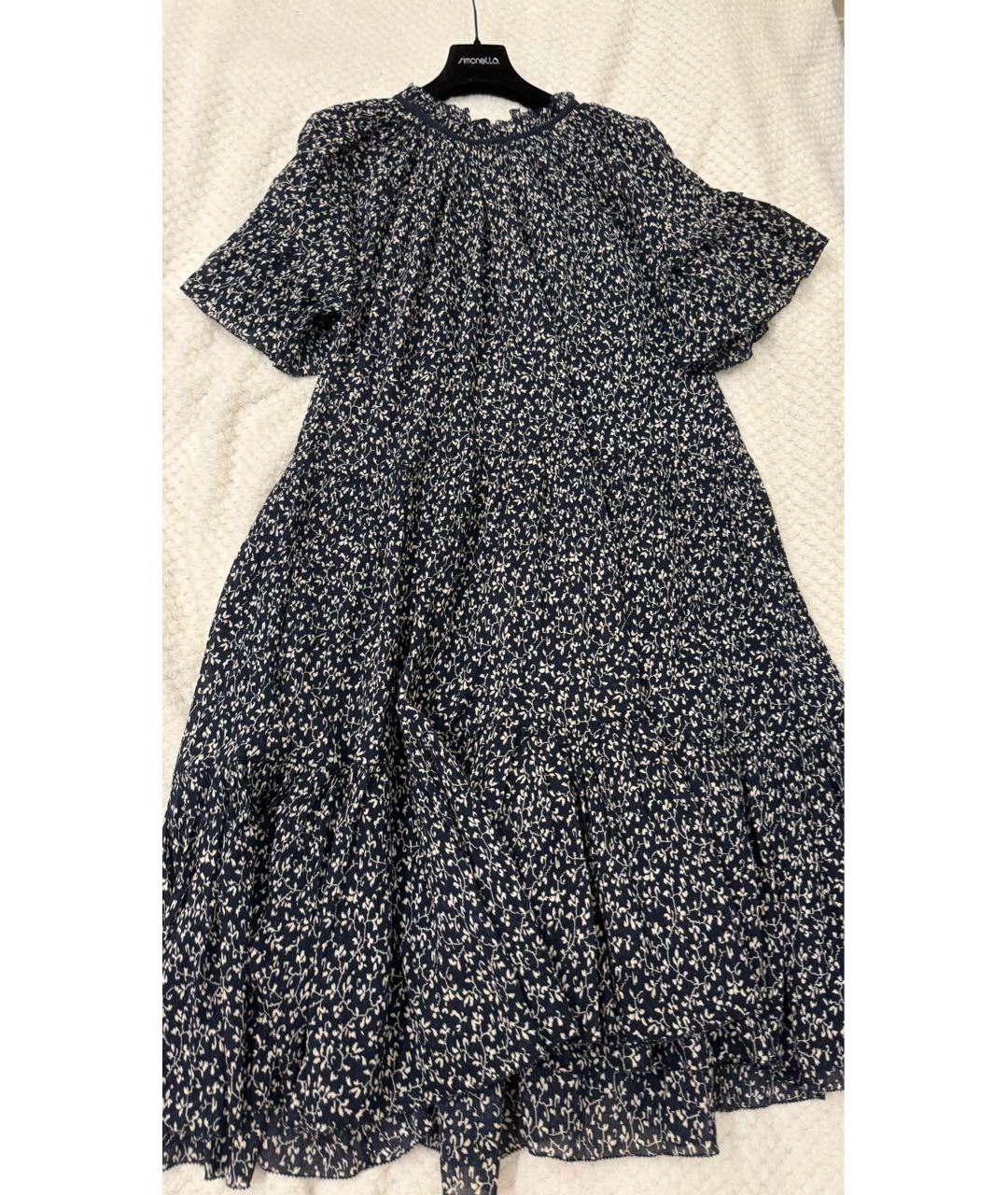 ULLA JOHNSON Темно-синее хлопковое повседневное платье, фото 2