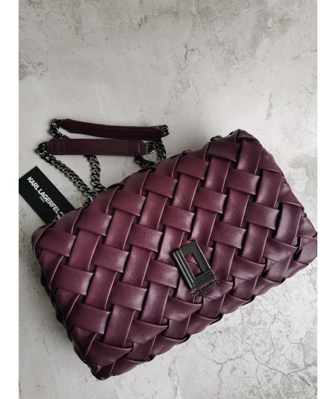 KARL LAGERFELD Бордовая кожаная сумка через плечо, фото 9