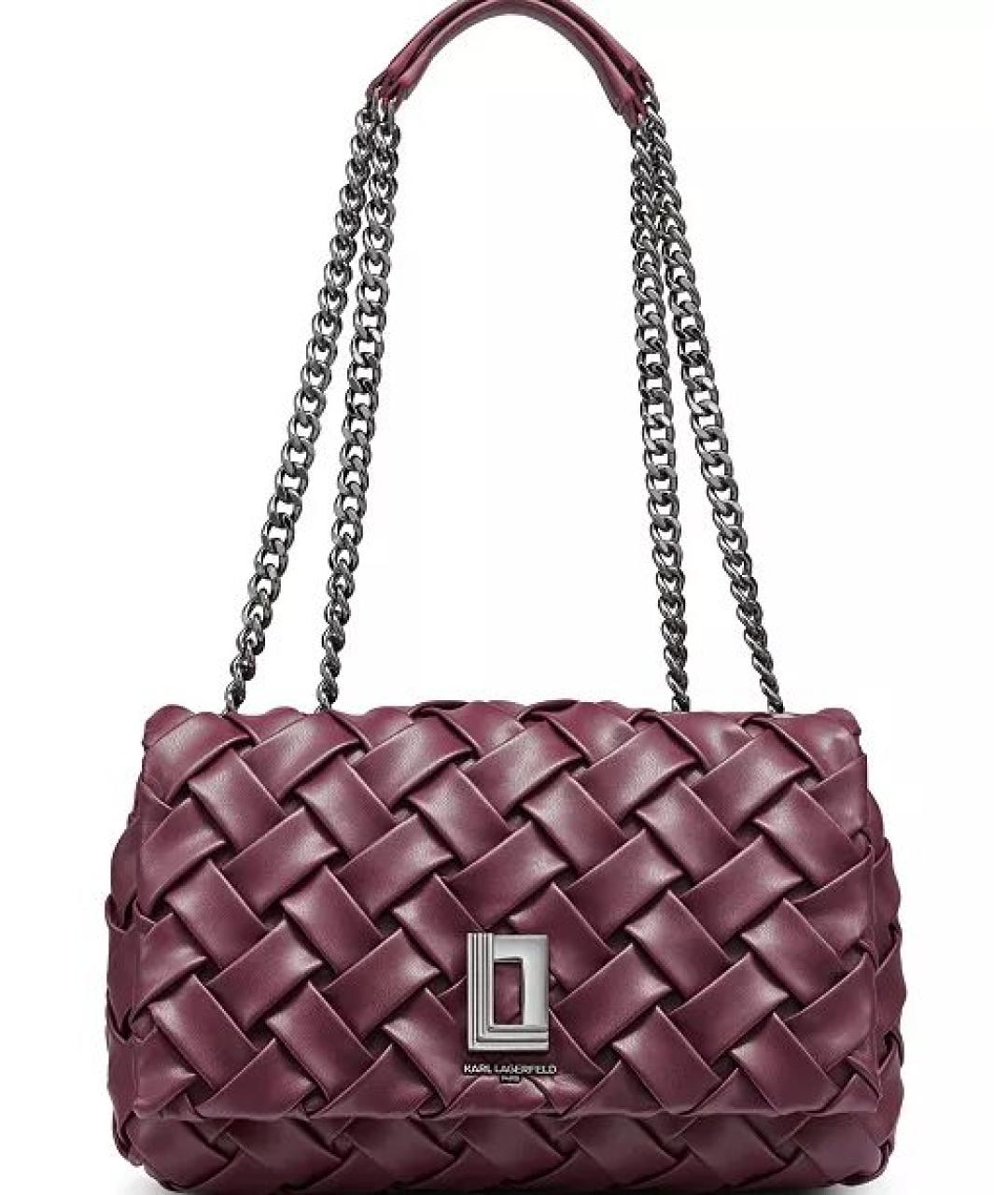 KARL LAGERFELD Бордовая кожаная сумка через плечо, фото 8