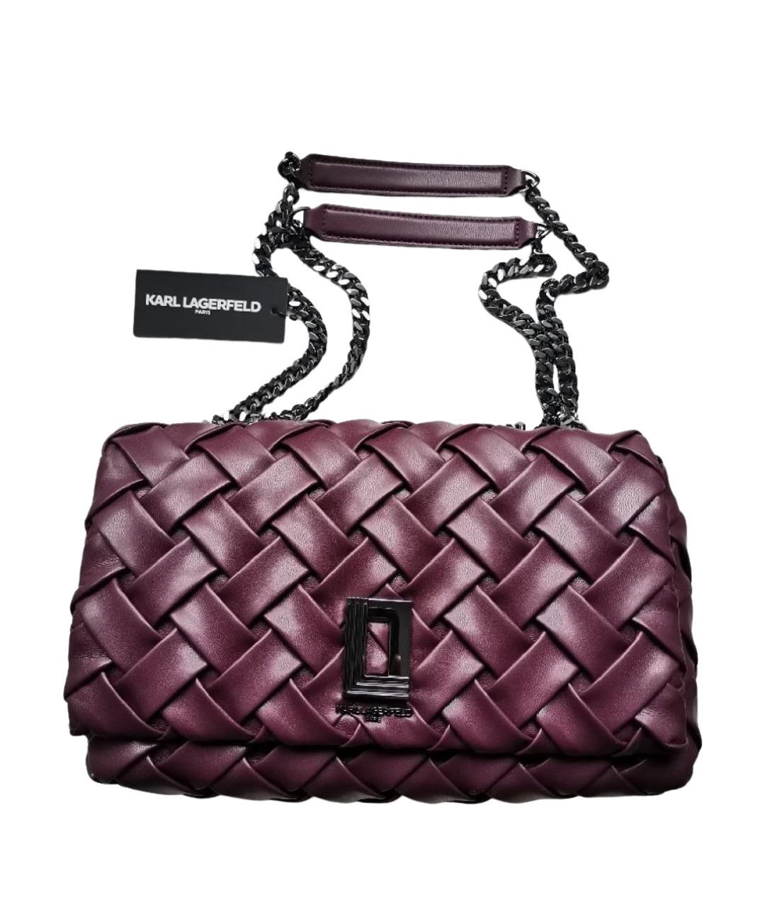 KARL LAGERFELD Бордовая кожаная сумка через плечо, фото 1