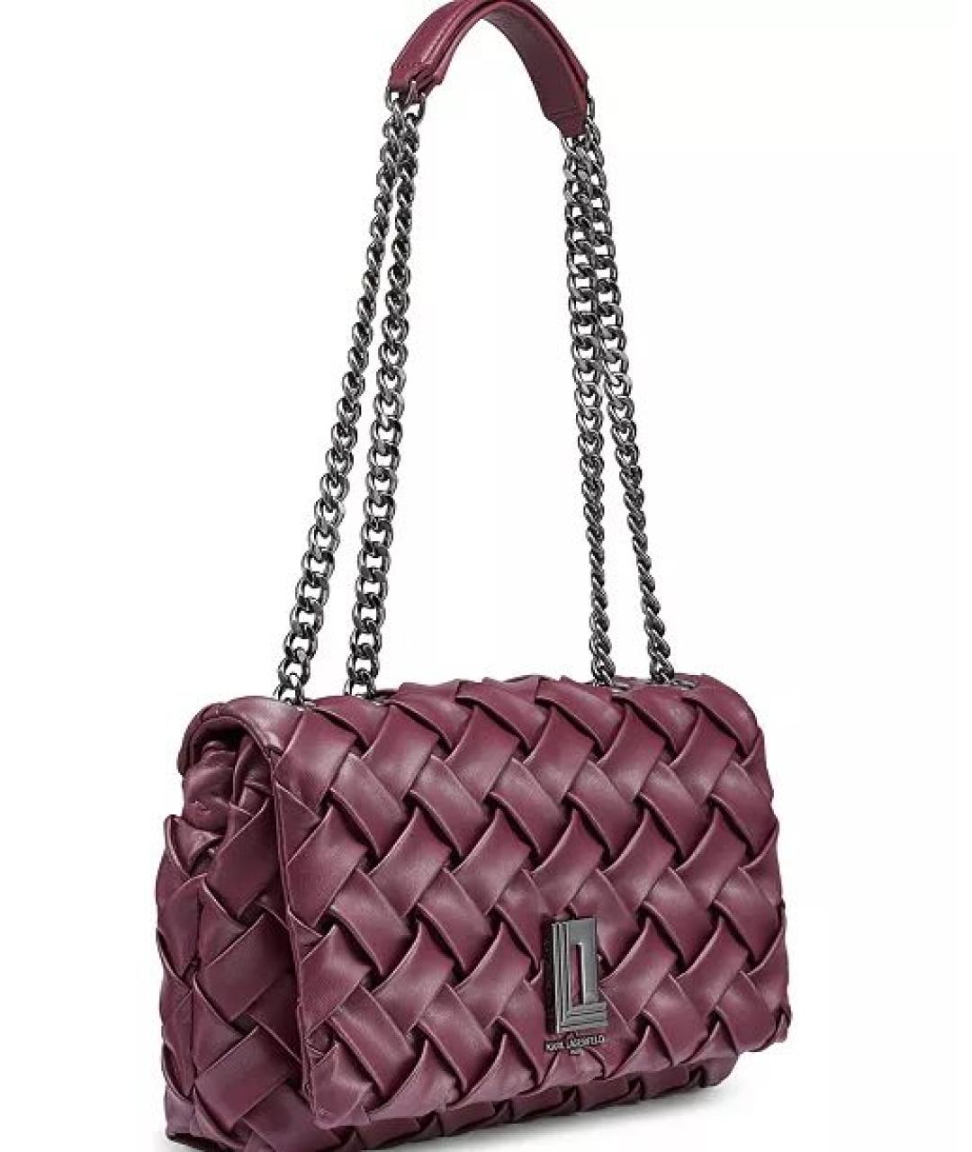 KARL LAGERFELD Бордовая кожаная сумка через плечо, фото 9