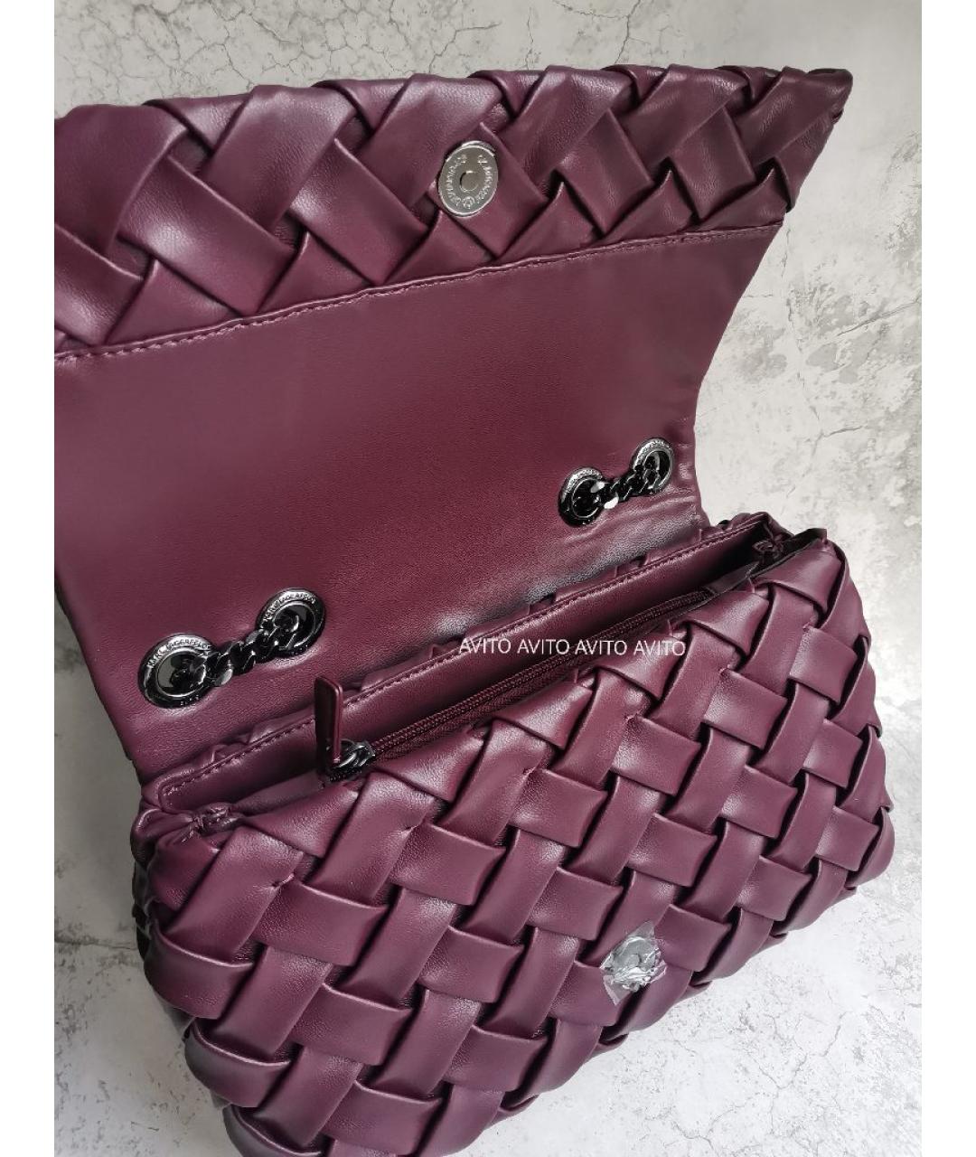 KARL LAGERFELD Бордовая кожаная сумка через плечо, фото 2