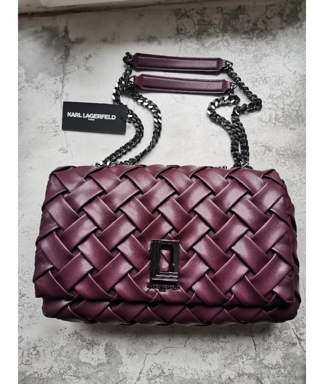 KARL LAGERFELD Бордовая кожаная сумка через плечо, фото 10