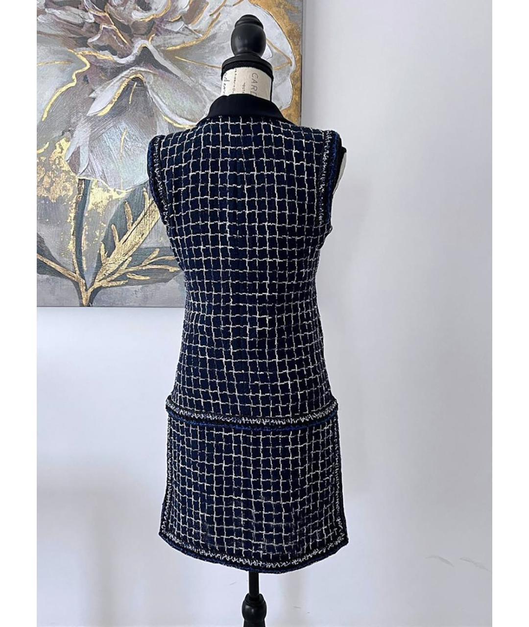 CHANEL Темно-синее твидовое платье, фото 5