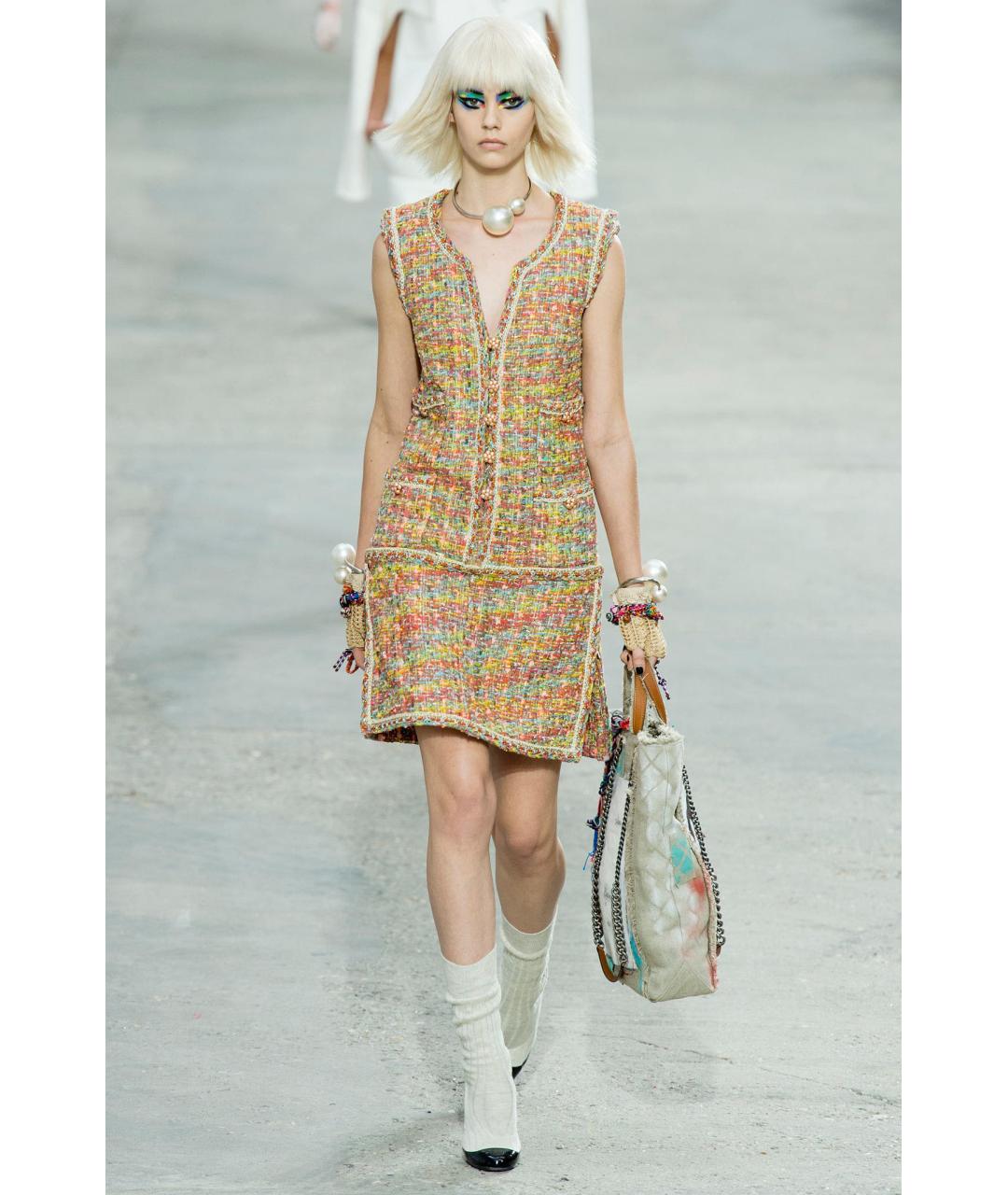 CHANEL Темно-синее твидовое платье, фото 2