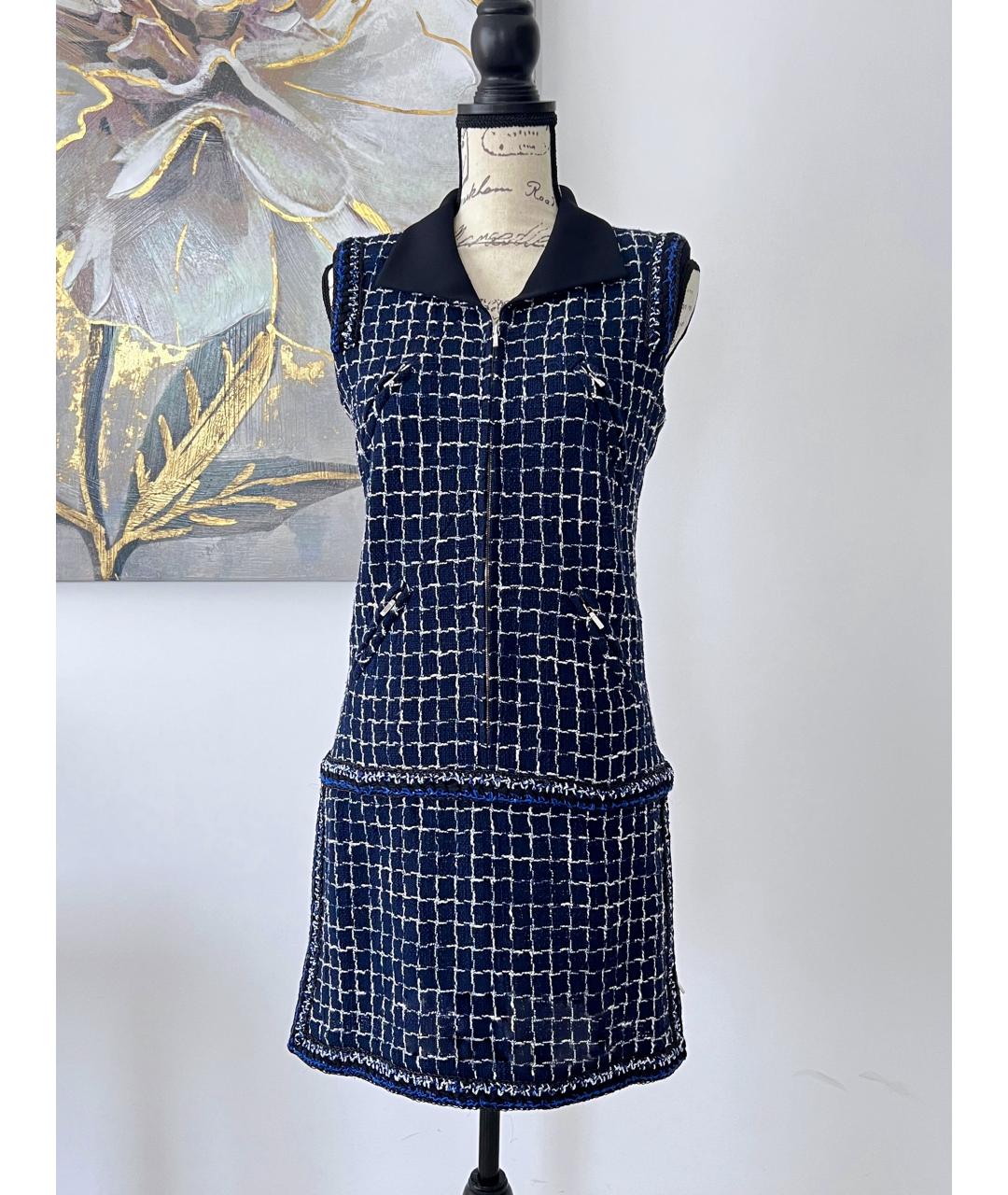CHANEL Темно-синее твидовое платье, фото 4
