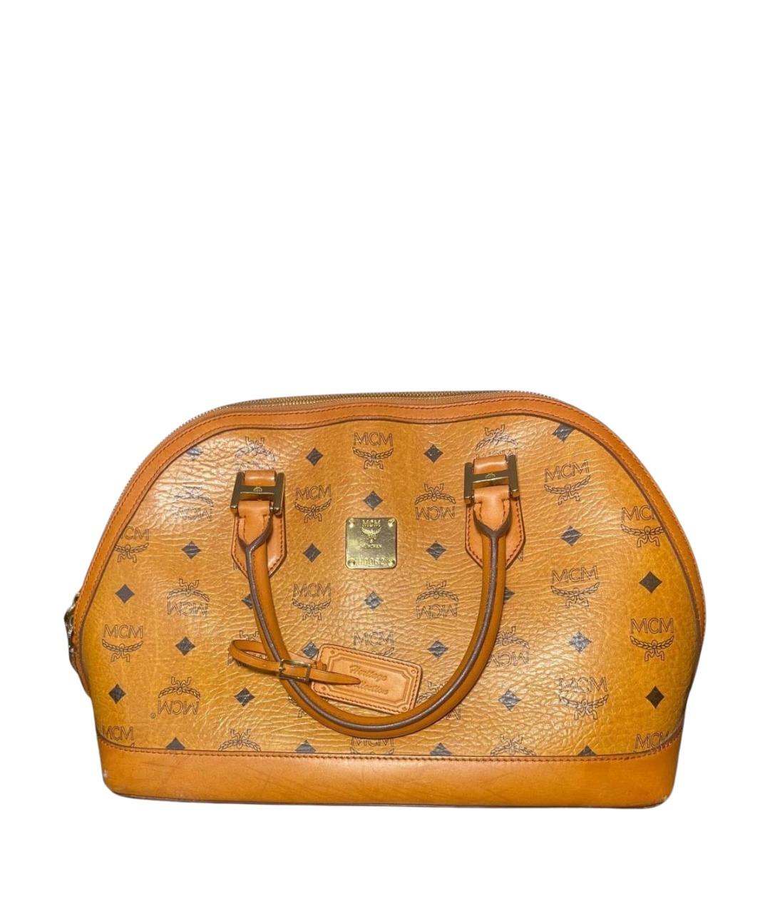 MCM Оранжевая кожаная сумка с короткими ручками, фото 1